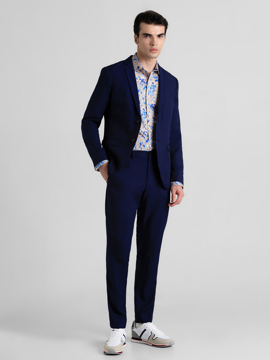 Navy Blue Mid Rise Twill Blazer