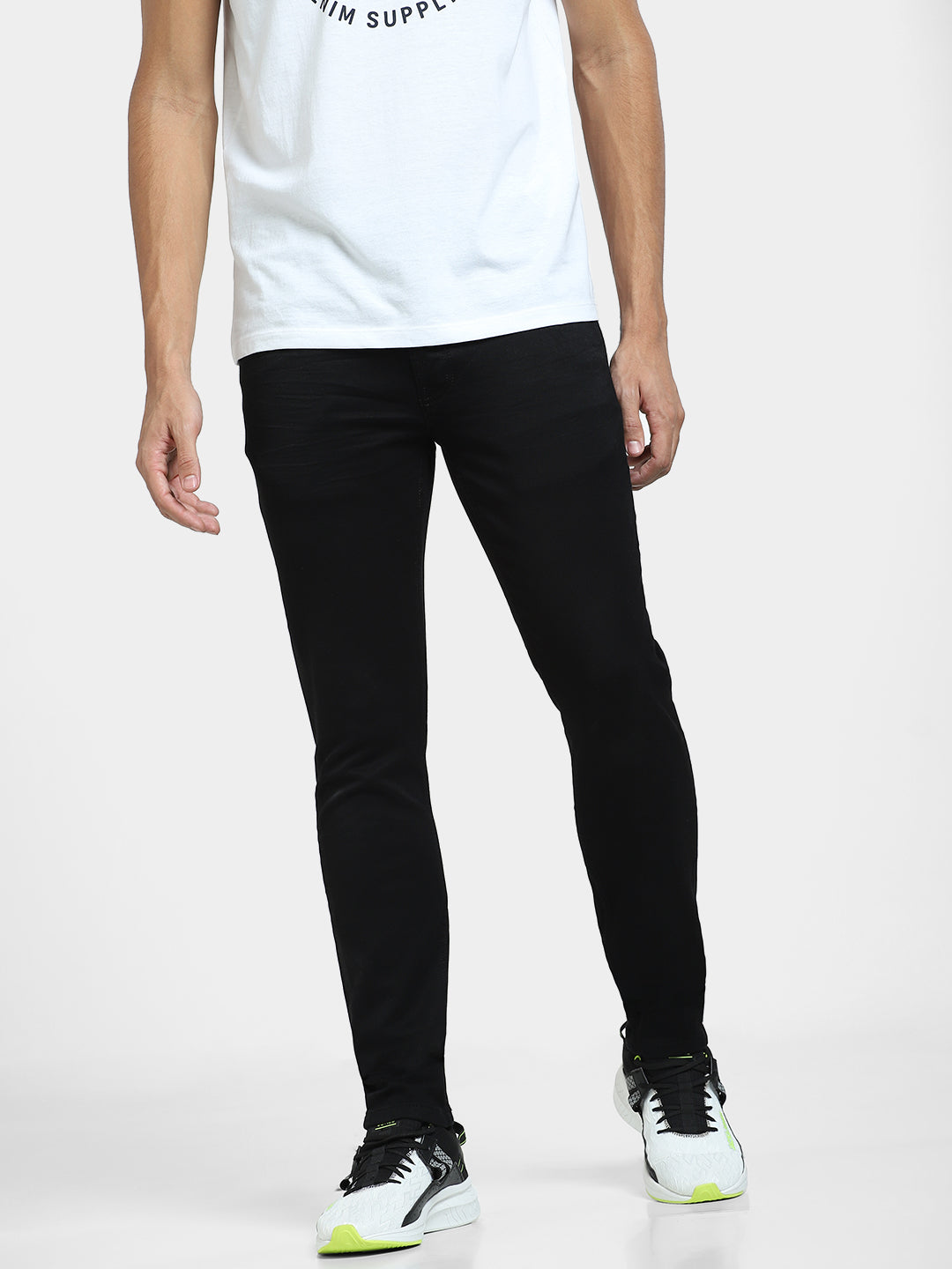 Men's Black Slim Fit Cotton-Stretch Jeans