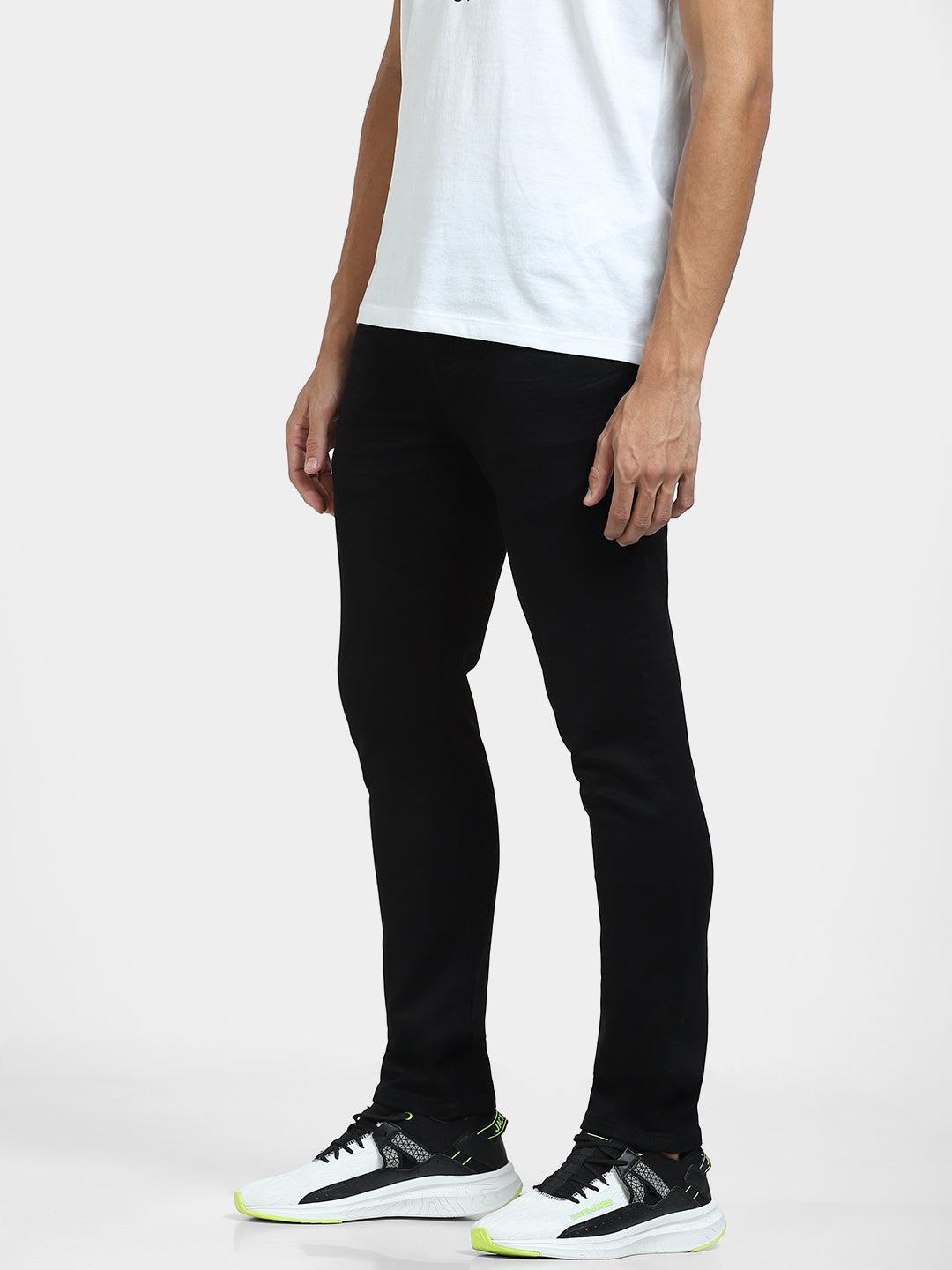 Men's Black Slim Fit Cotton-Stretch Jeans
