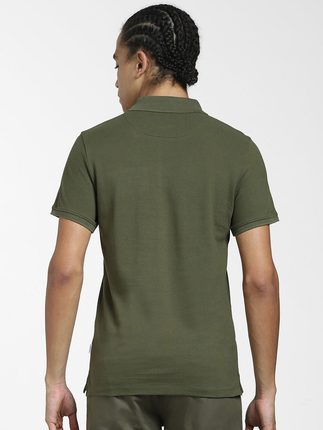 Green Logo Print Polo Neck T-shirt