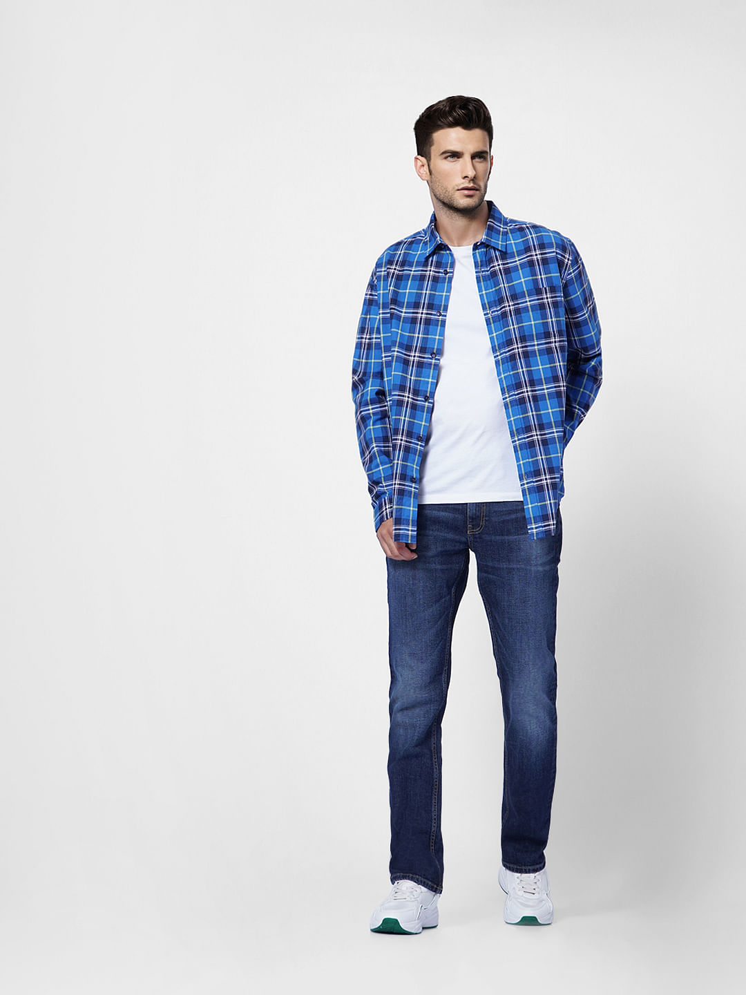 Dark Blue Mid Rise Clark Regular Fit Jeans