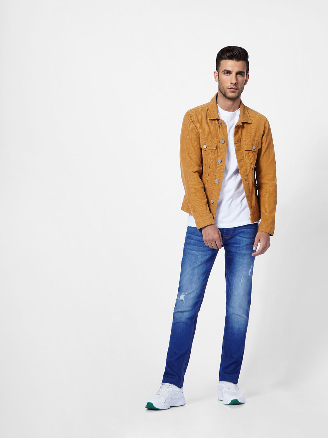 Blue Low Rise Distressed Glenn Slim Jeans