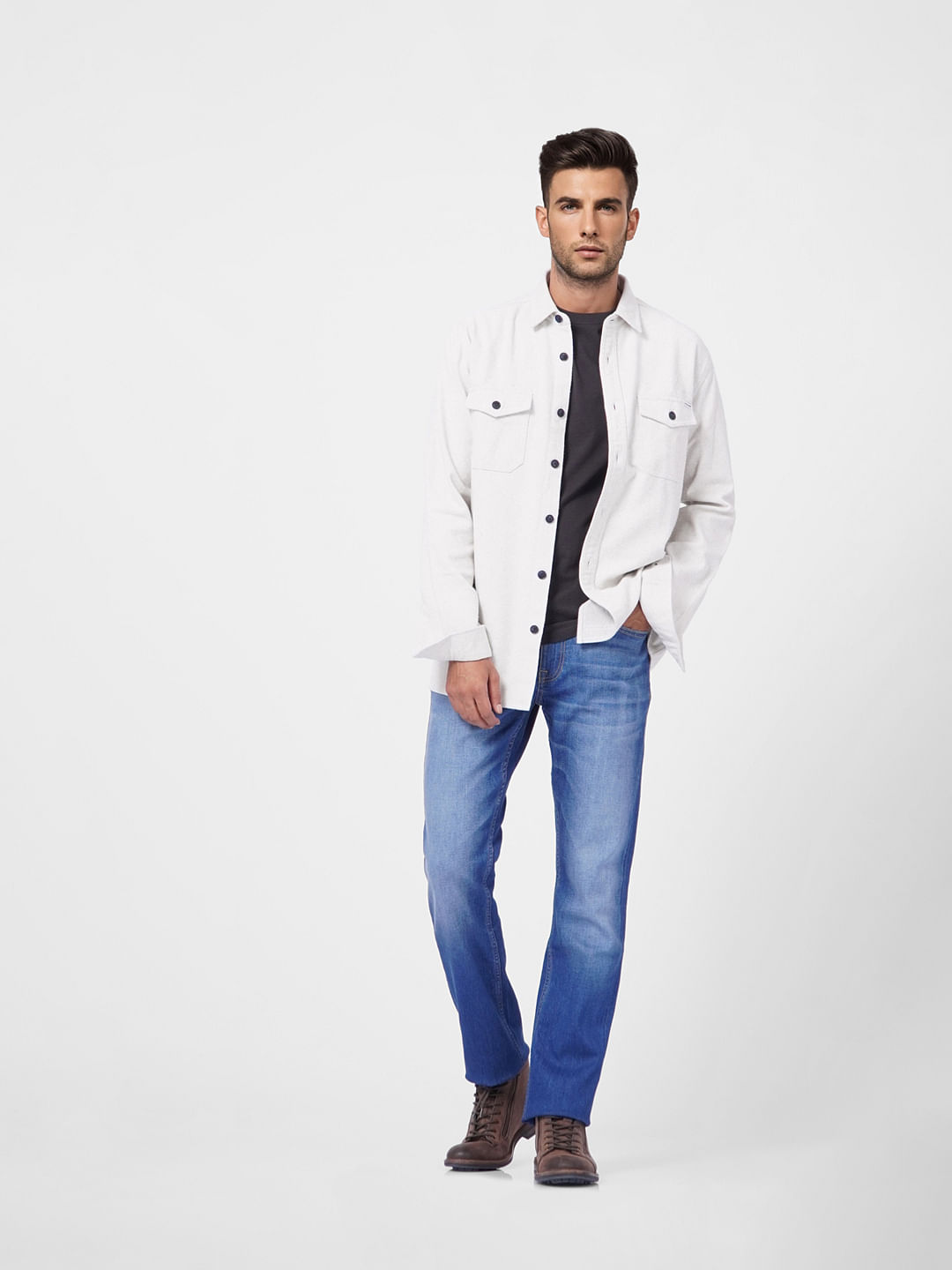 Light Blue Mid Rise Clark Regular Fit Jeans