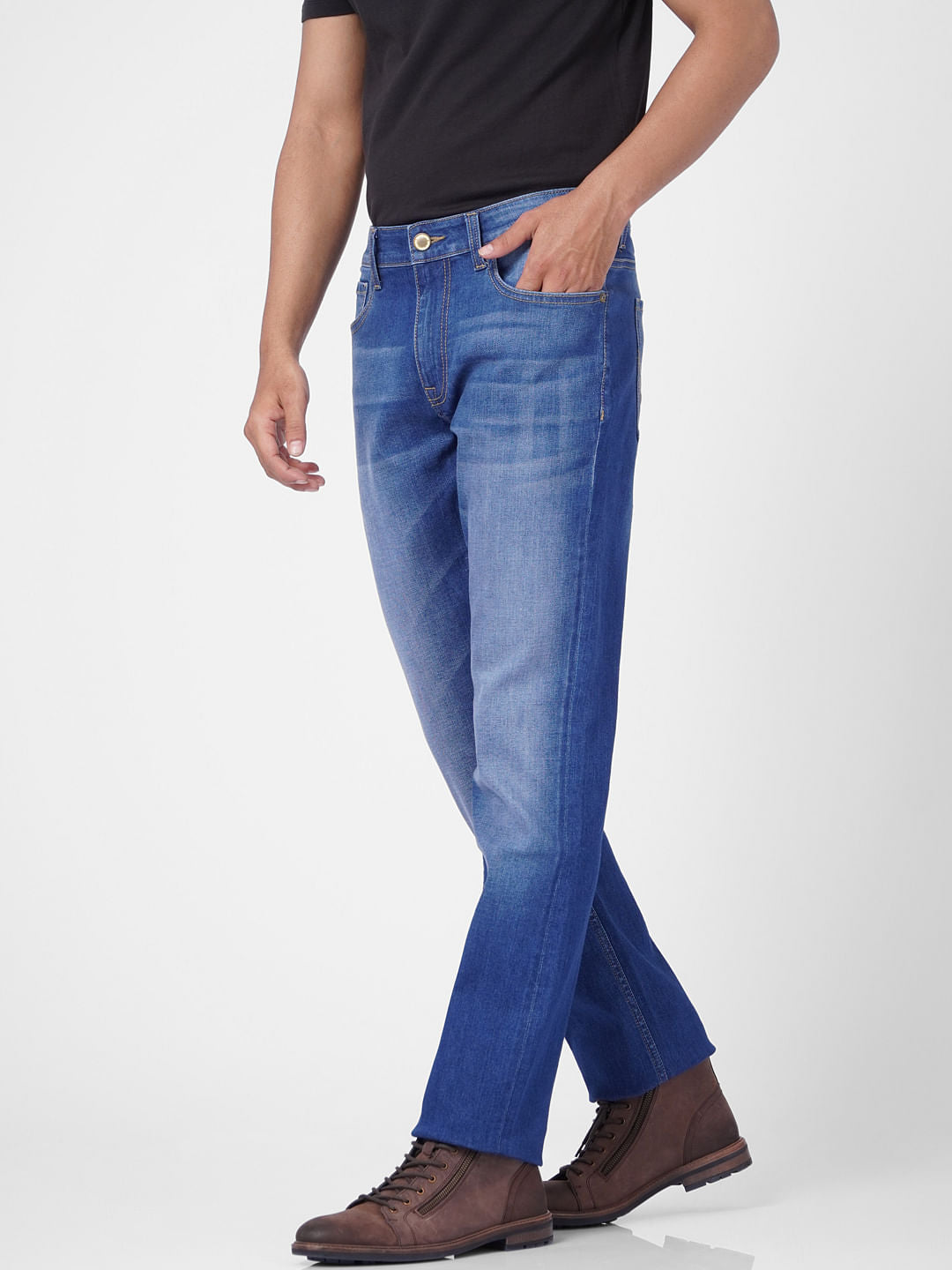 Light Blue Mid Rise Clark Regular Fit Jeans