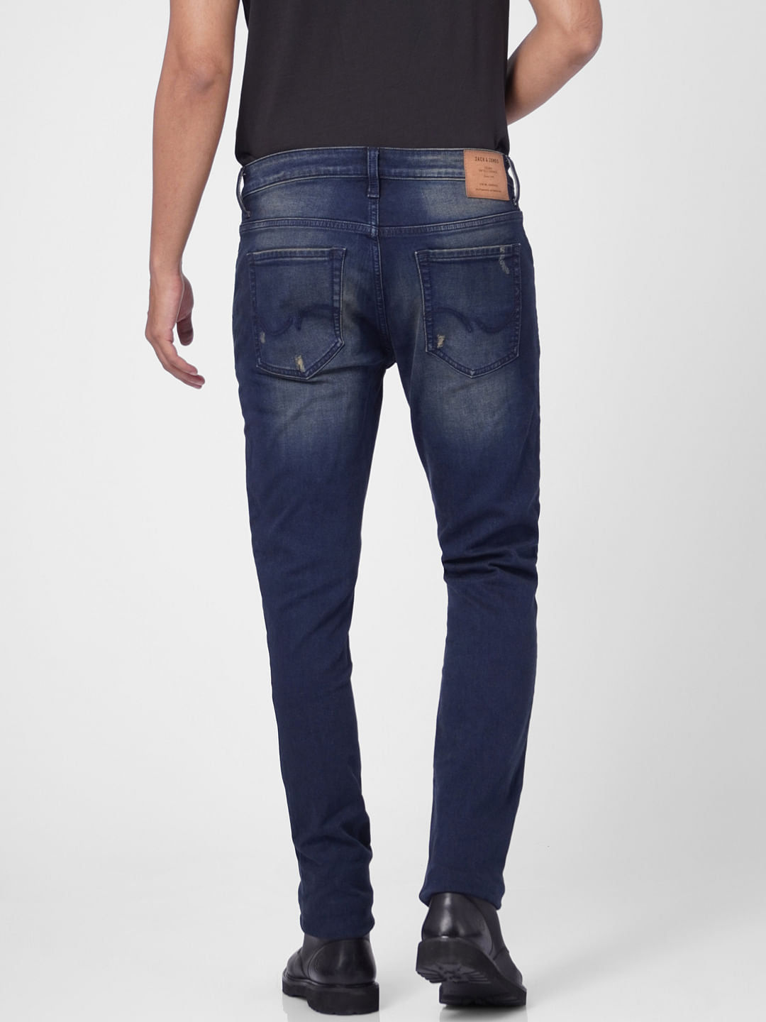Dark Blue Low Rise Distressed Ben Skinny Jeans