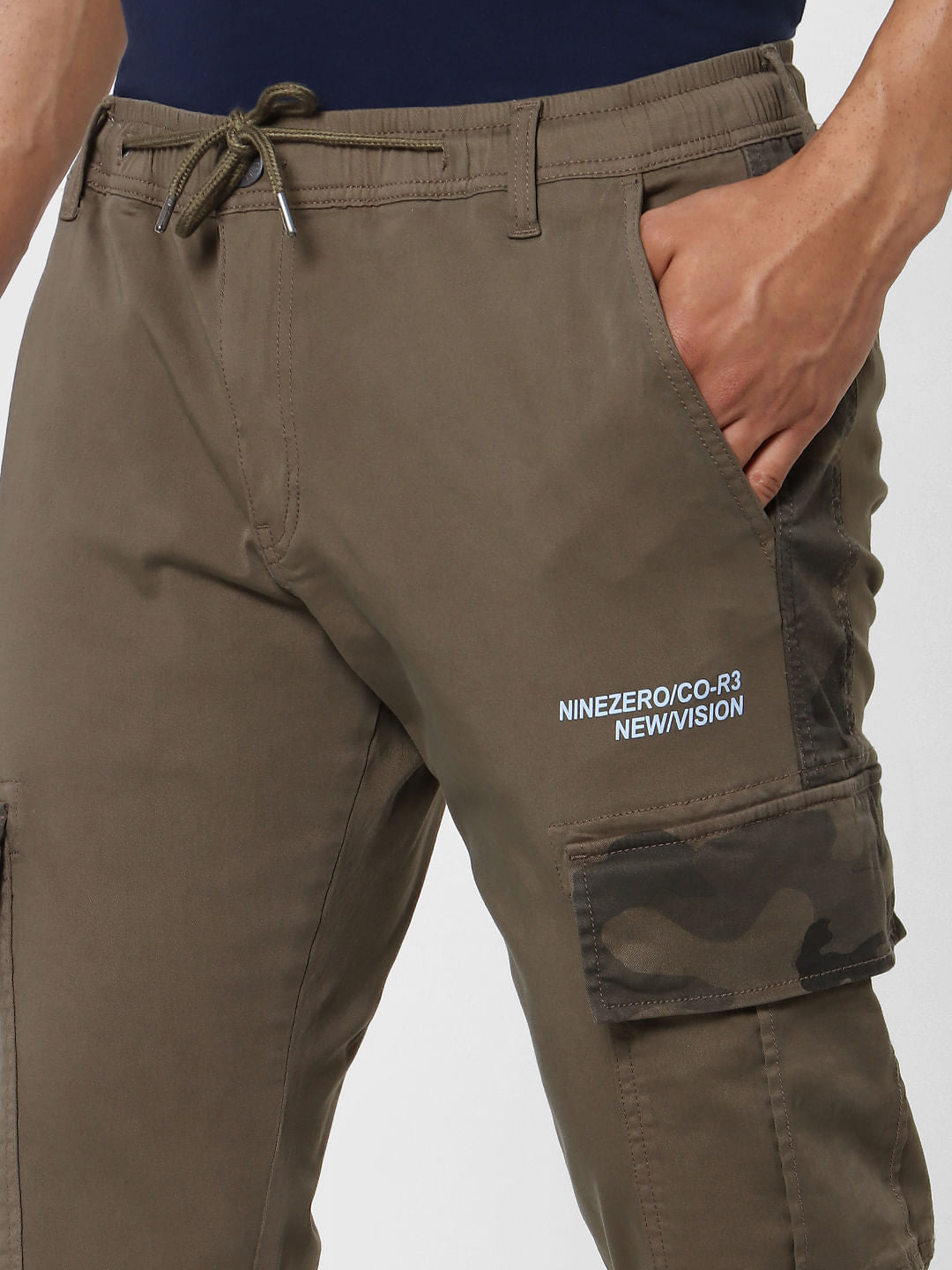 Olive Green Mid Rise Camo Print Pants