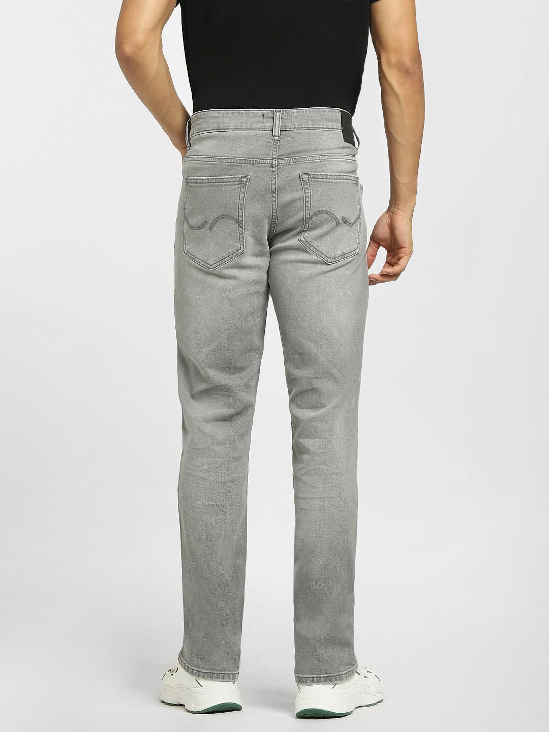 Grey Mid Rise Clark Regular Fit Jeans