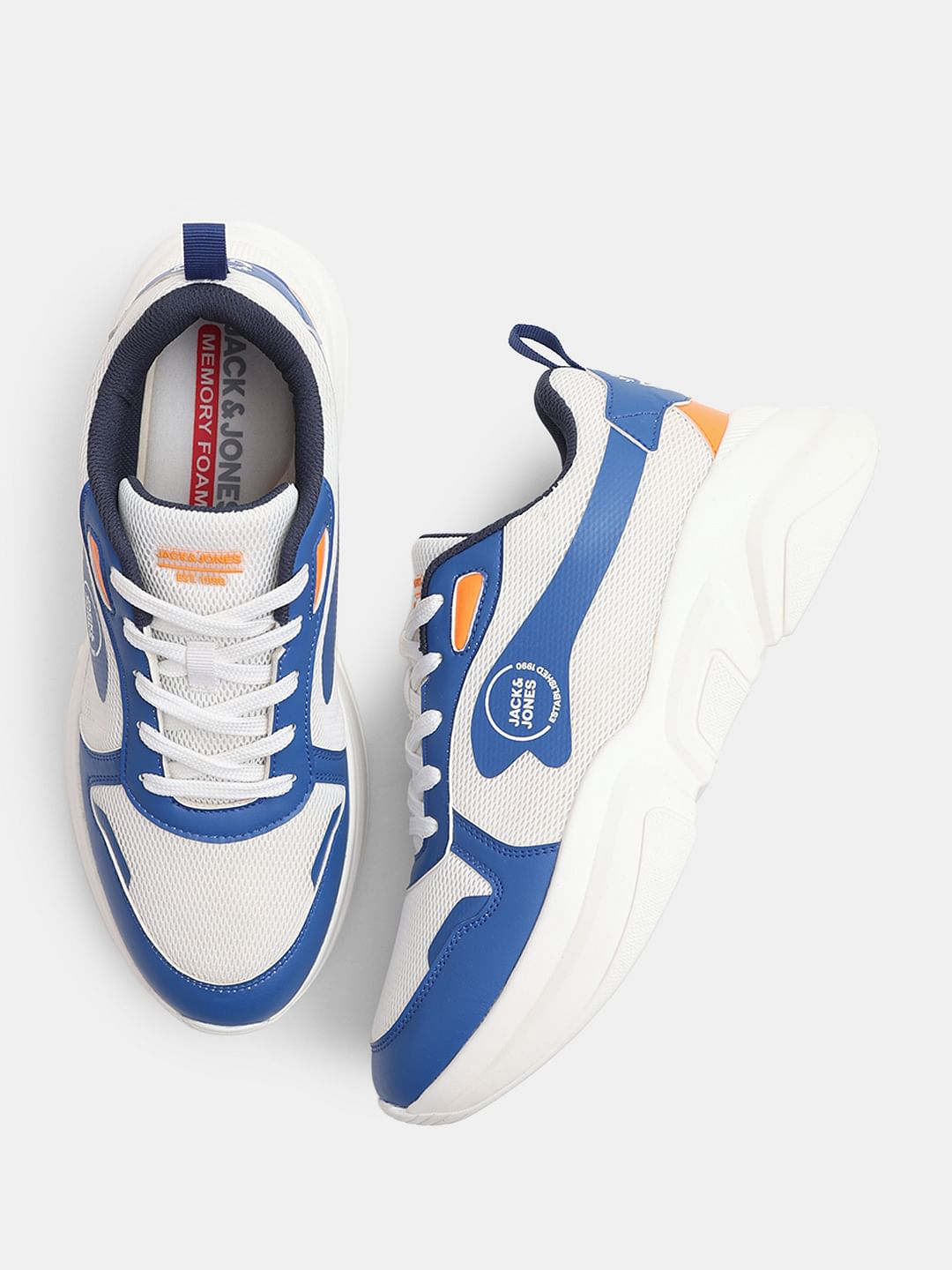 White Colourblocked Chunky Sneakers