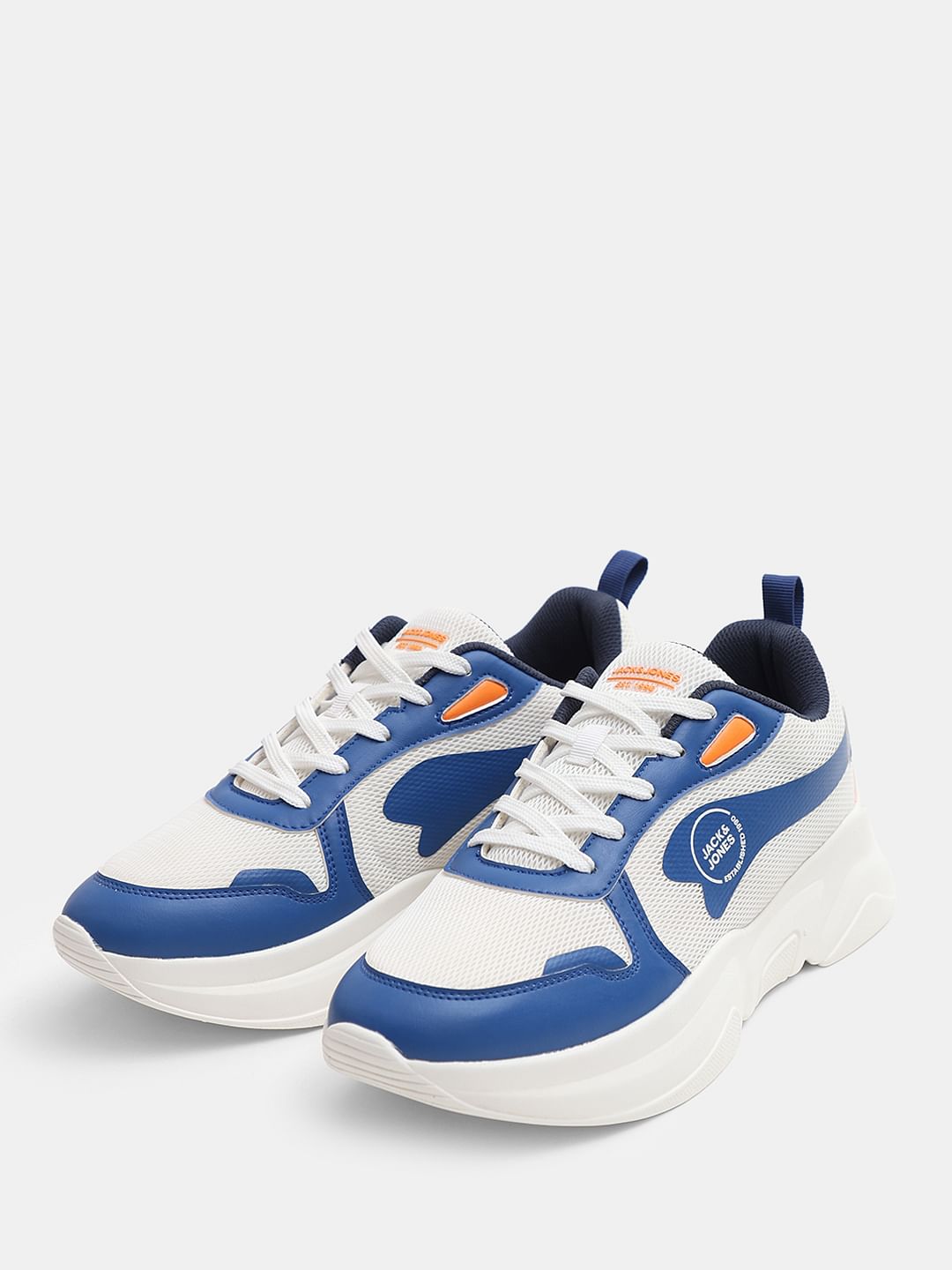 White Colourblocked Chunky Sneakers