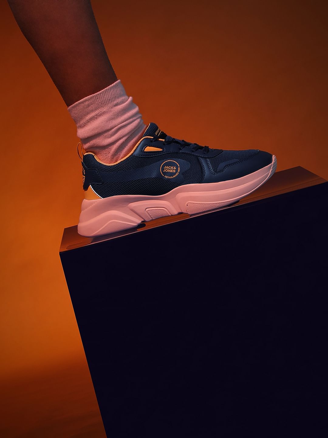 Navy Blue Colourblocked Chunky Sneakers