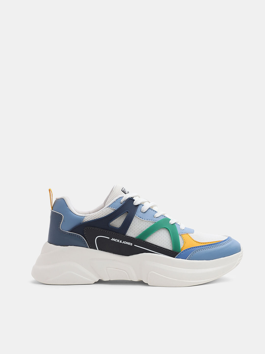 White Colourblocked Chunky Sneakers