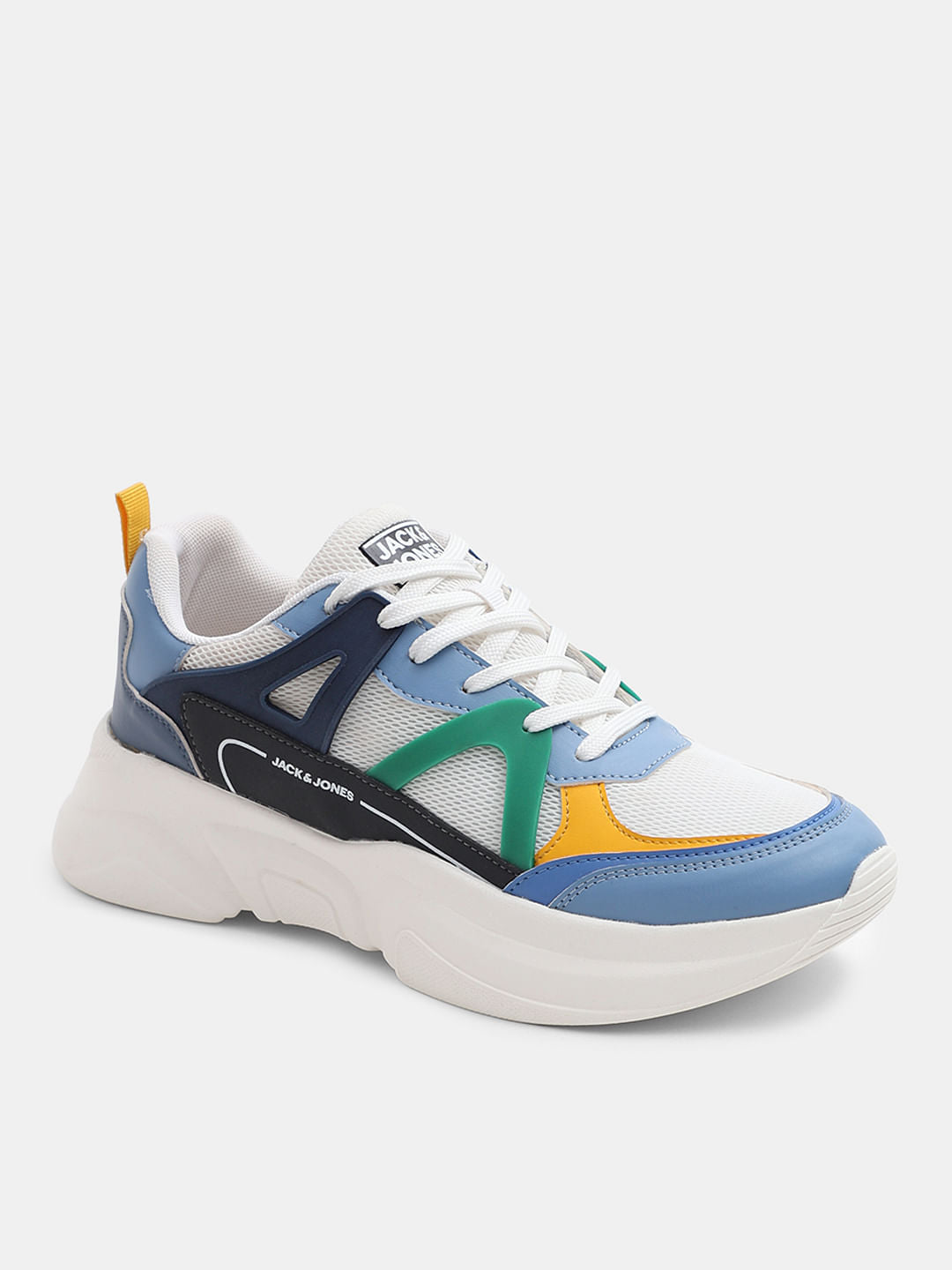 White Colourblocked Chunky Sneakers