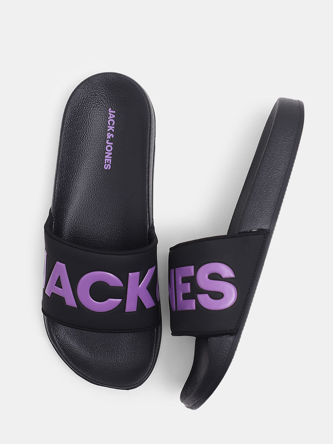 Black & Purple Logo Print Sliders