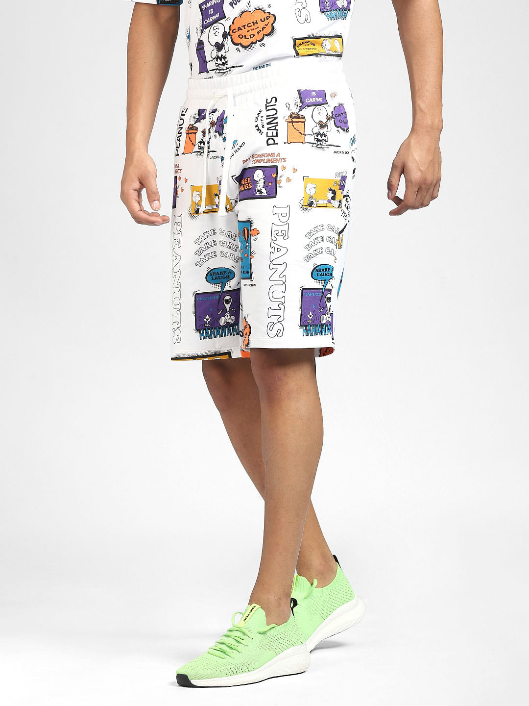 X PEANUTS White Graphic Print Co-ord Sweatshorts