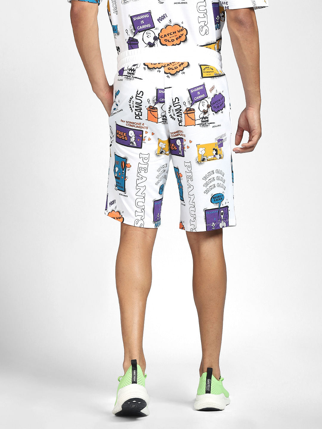 X PEANUTS White Graphic Print Co-ord Sweatshorts