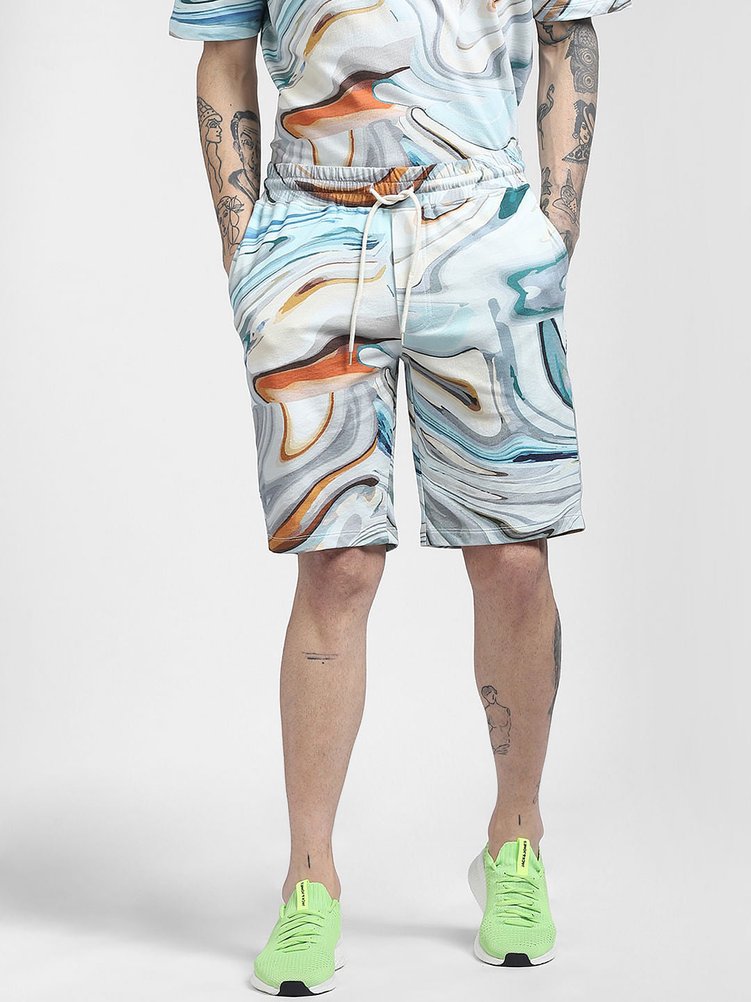 Blue Printed Co-ord Shorts