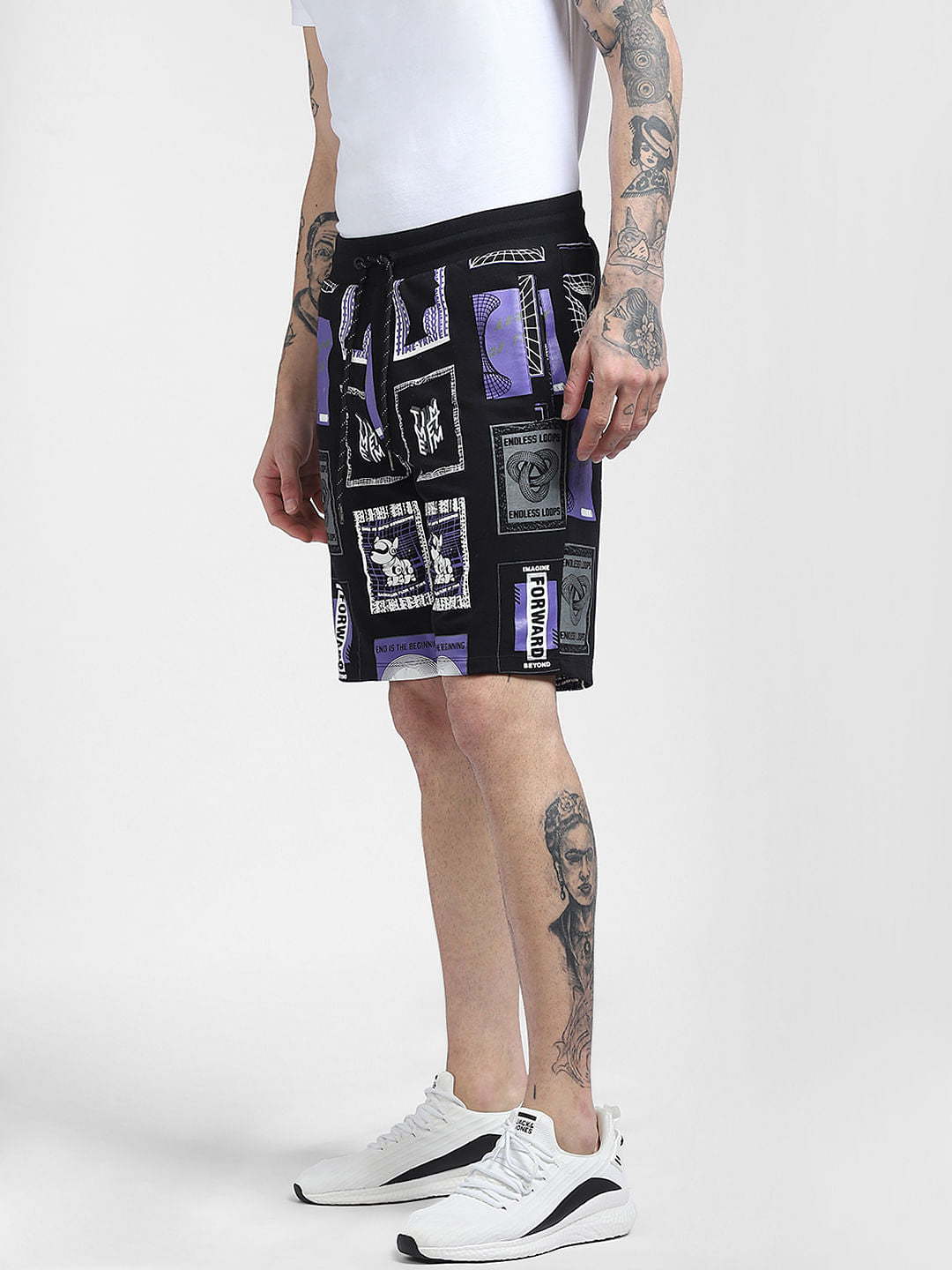 Black Graphic Print Co-ord Shorts
