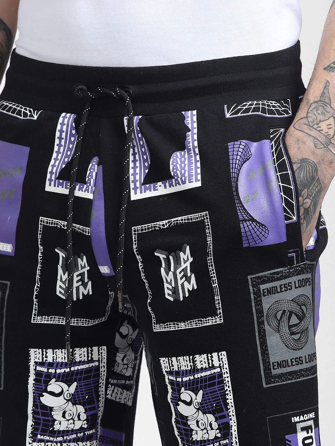 Black Graphic Print Co-ord Shorts