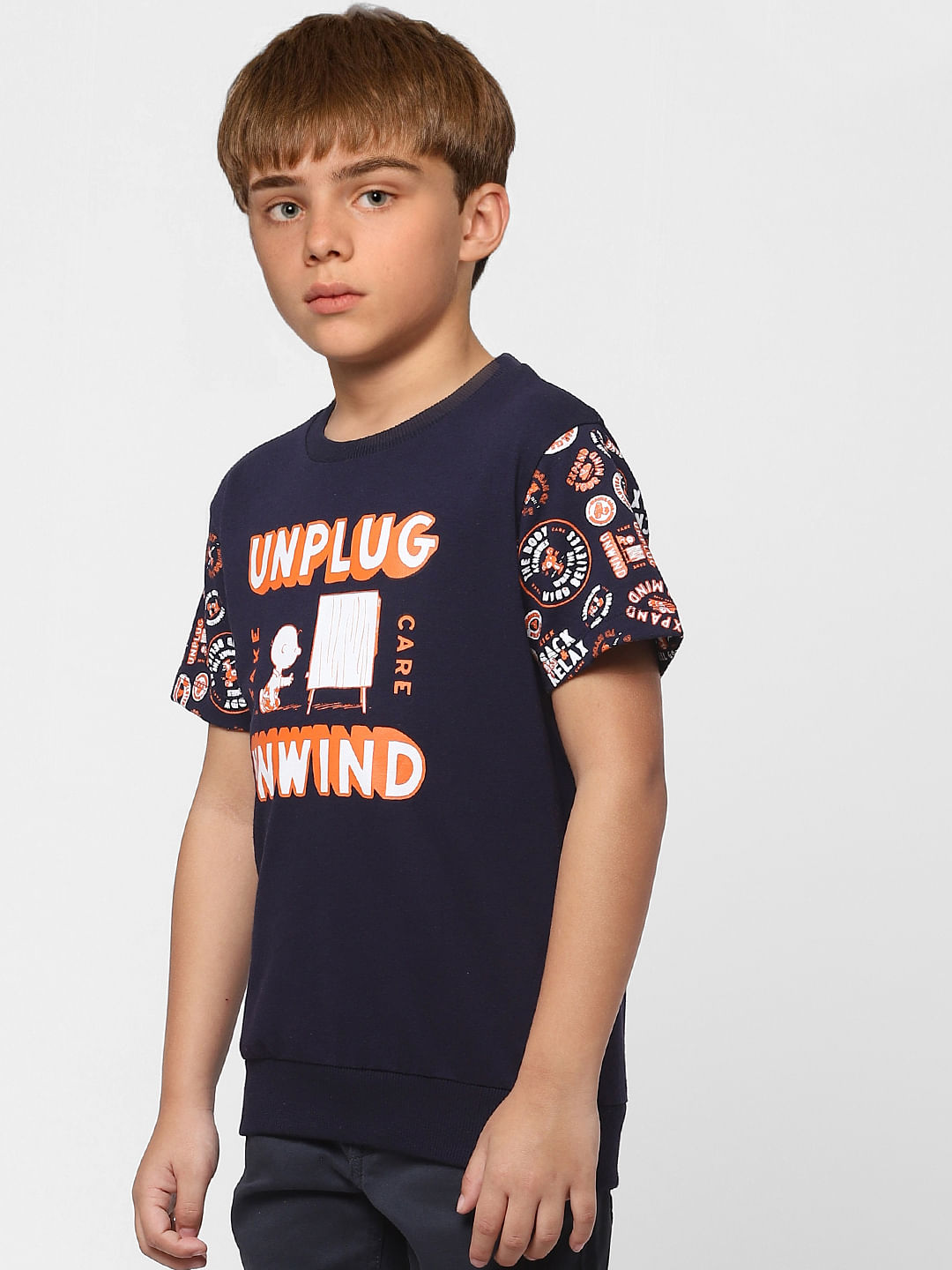 Boys X PEANUTS Blue Graphic Print Hooded T-shirt