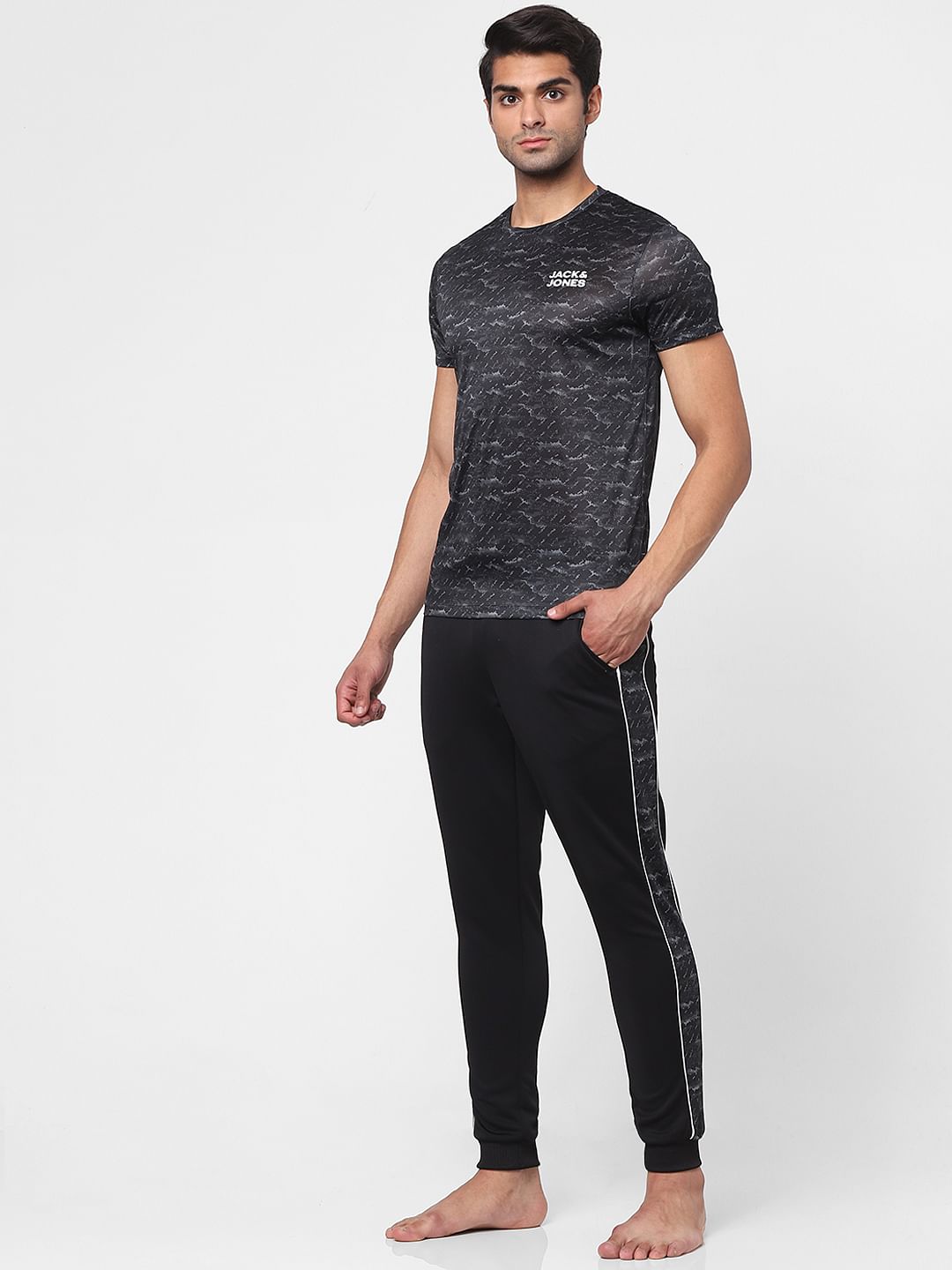 Black Patterned Trackpants