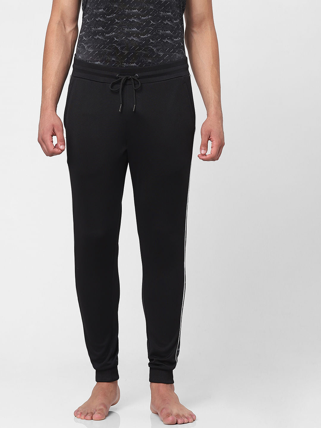 Black Patterned Trackpants