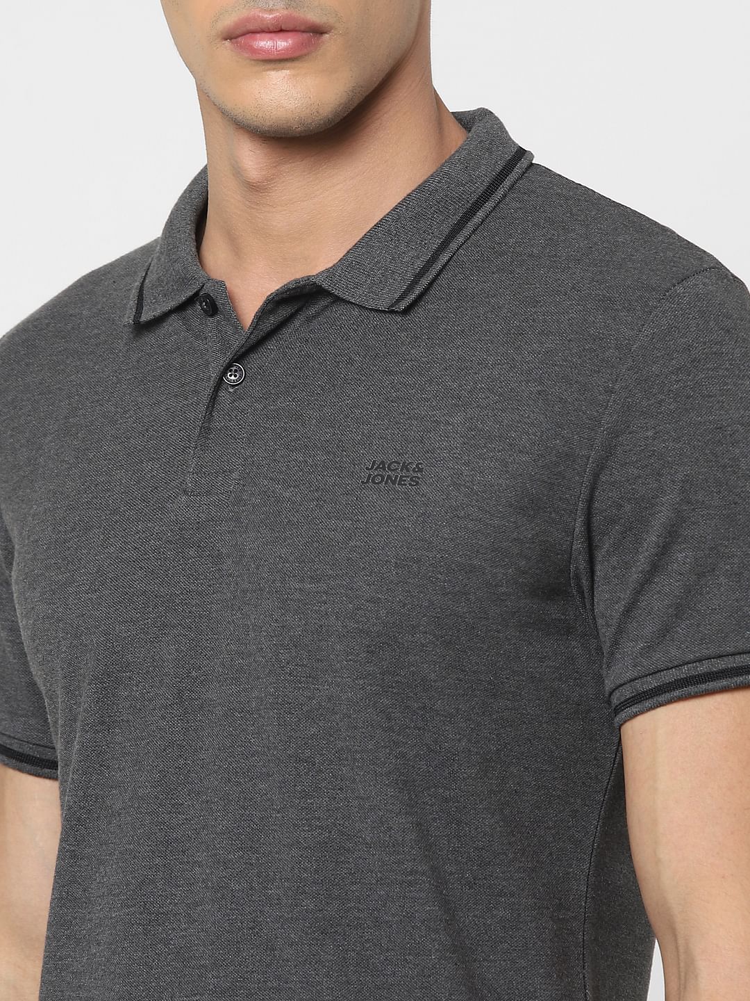 Grey Polo Neck T-shirt
