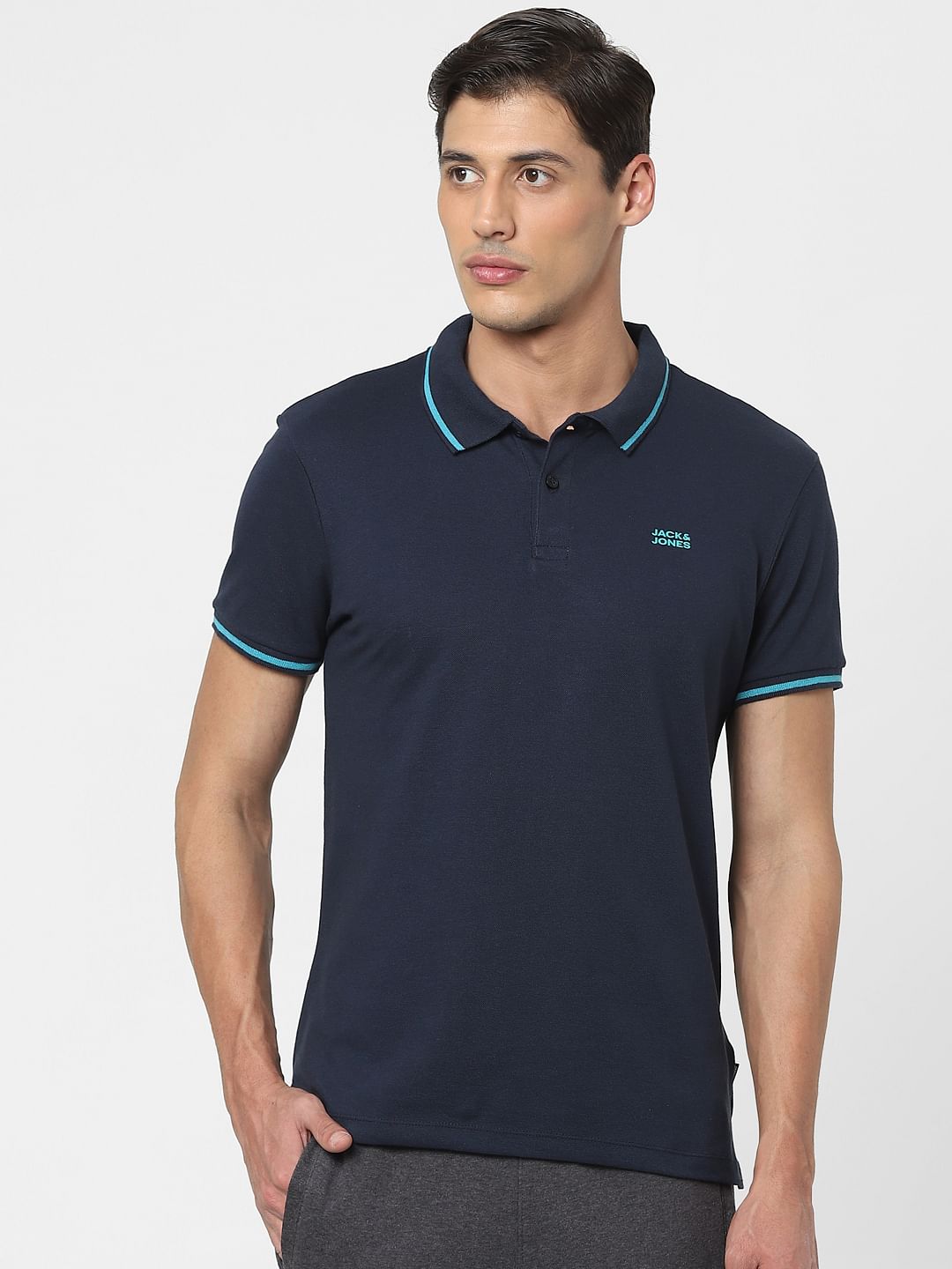 Dark Blue Polo Neck T-shirt