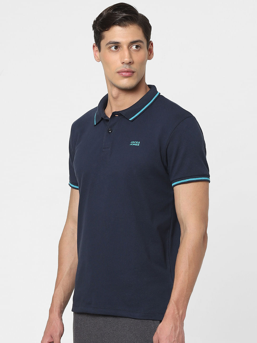Dark Blue Polo Neck T-shirt