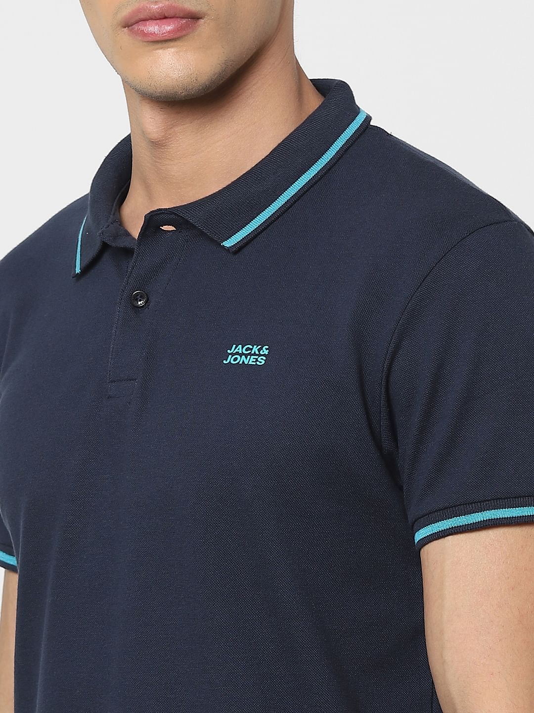 Dark Blue Polo Neck T-shirt