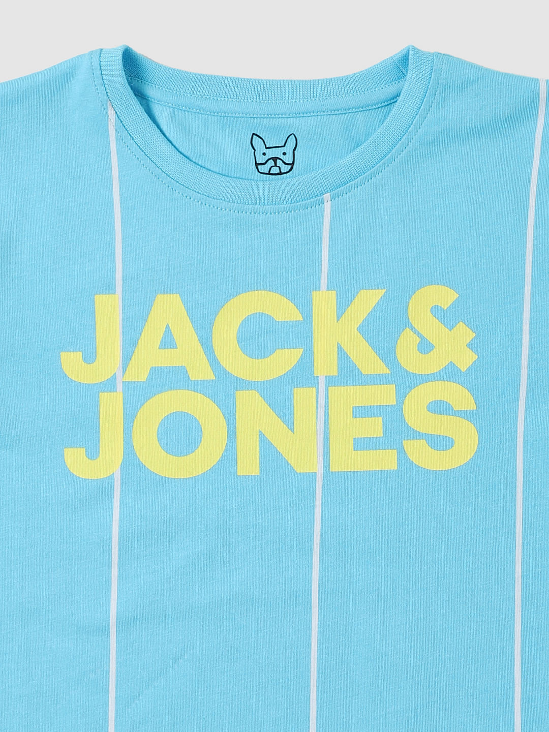 Boys Blue Striped Logo Print Crew Neck T-shirt