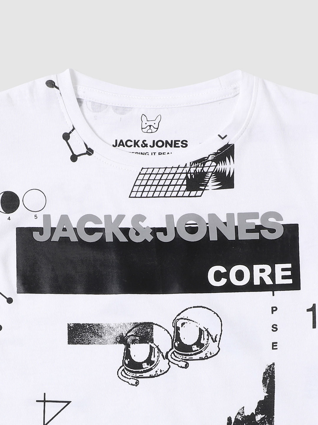Boys White Graphic Print Crew Neck T-shirt