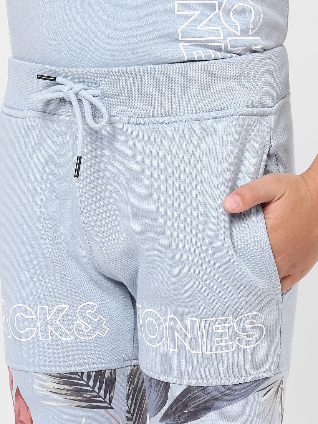 Boys Blue Mid Rise Floral Sweatshorts