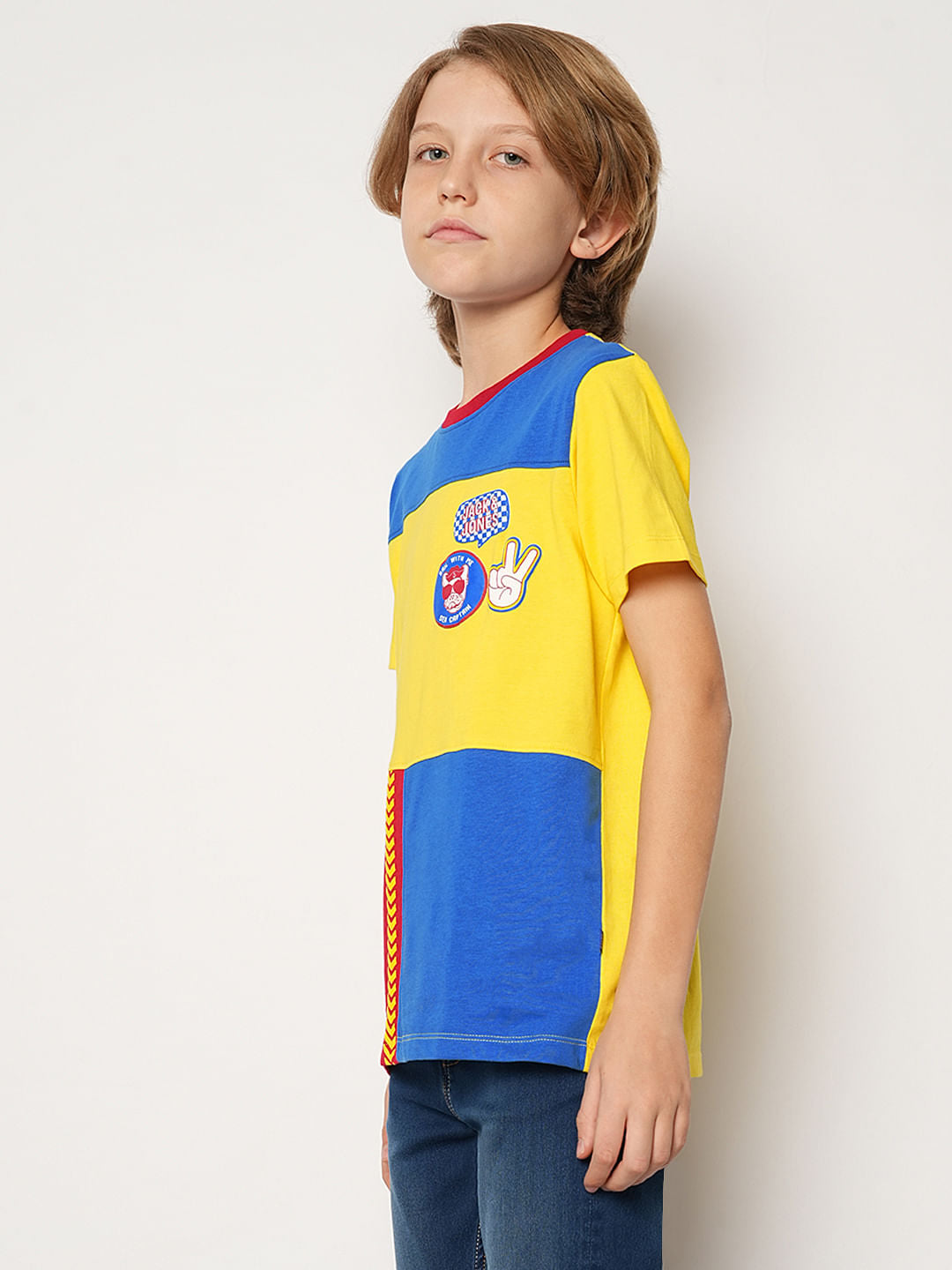 Yellow Colourblocked Crew Neck T-shirt