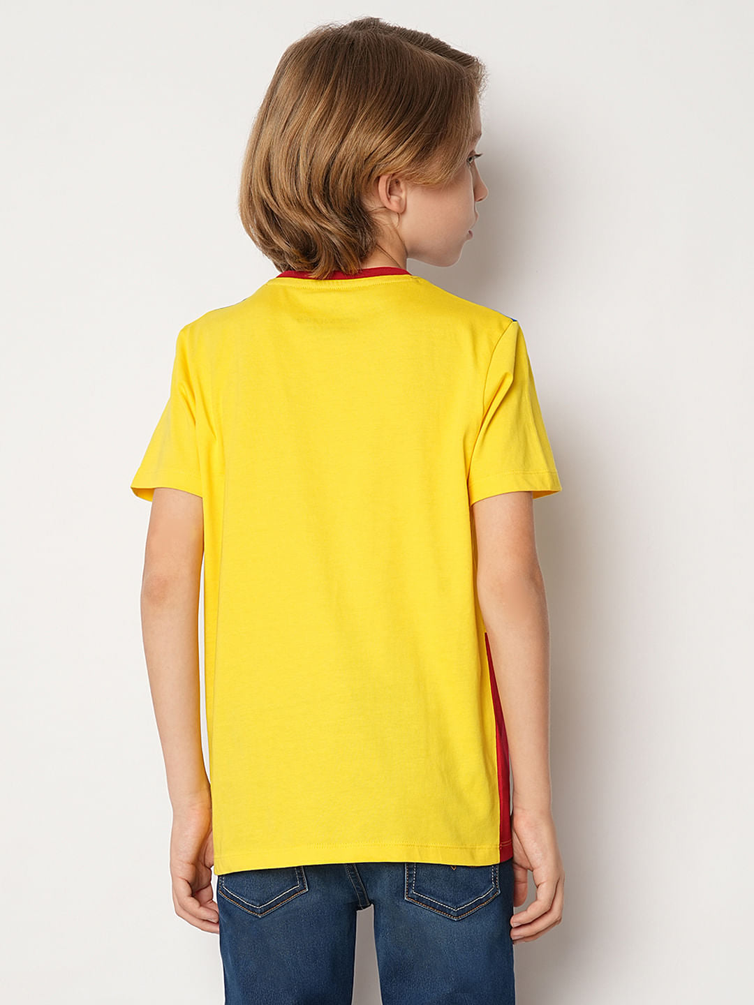 Yellow Colourblocked Crew Neck T-shirt
