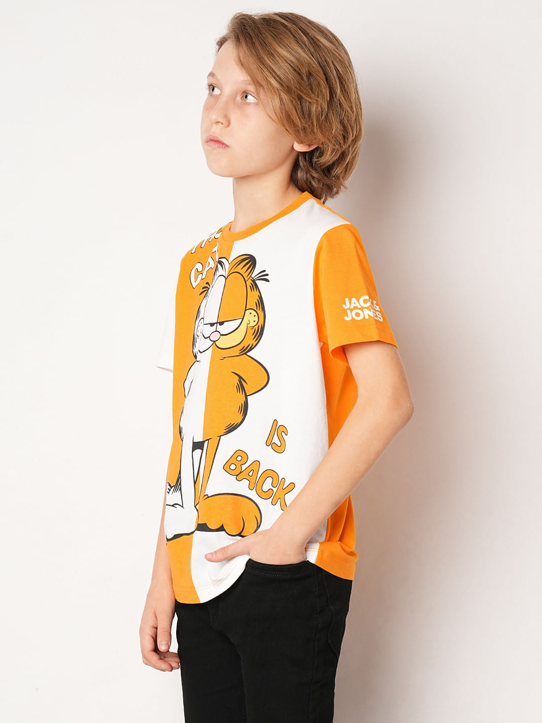 GARFIELD Orange Printed Colourblocked T-shirt