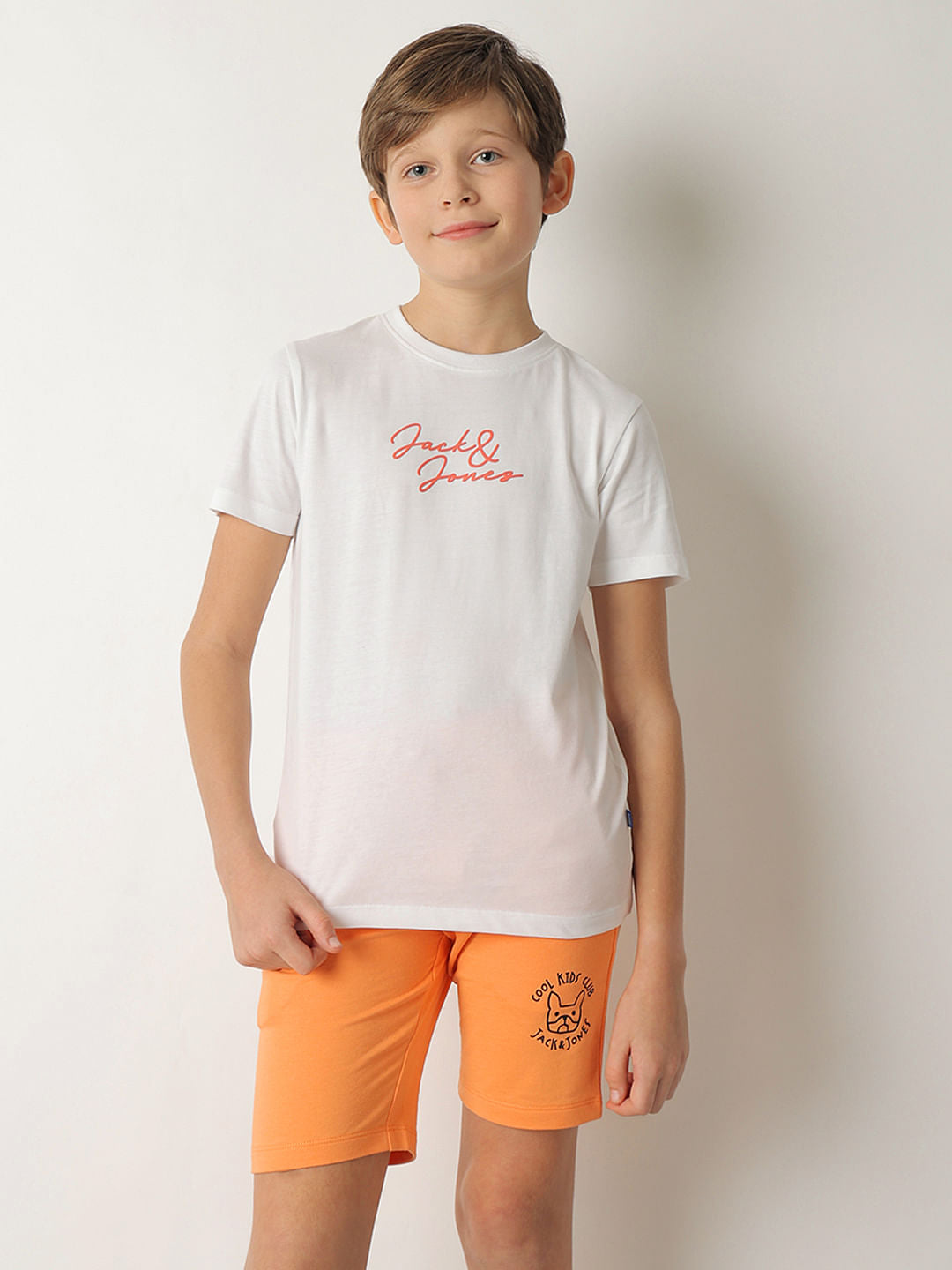 Boys White Glossy Branding T-shirt
