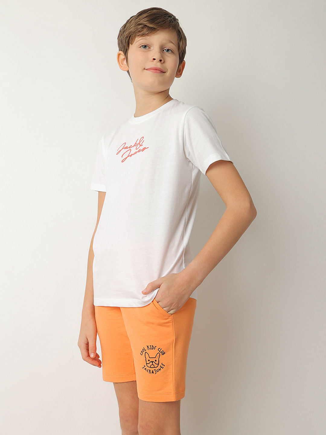 Boys White Glossy Branding T-shirt