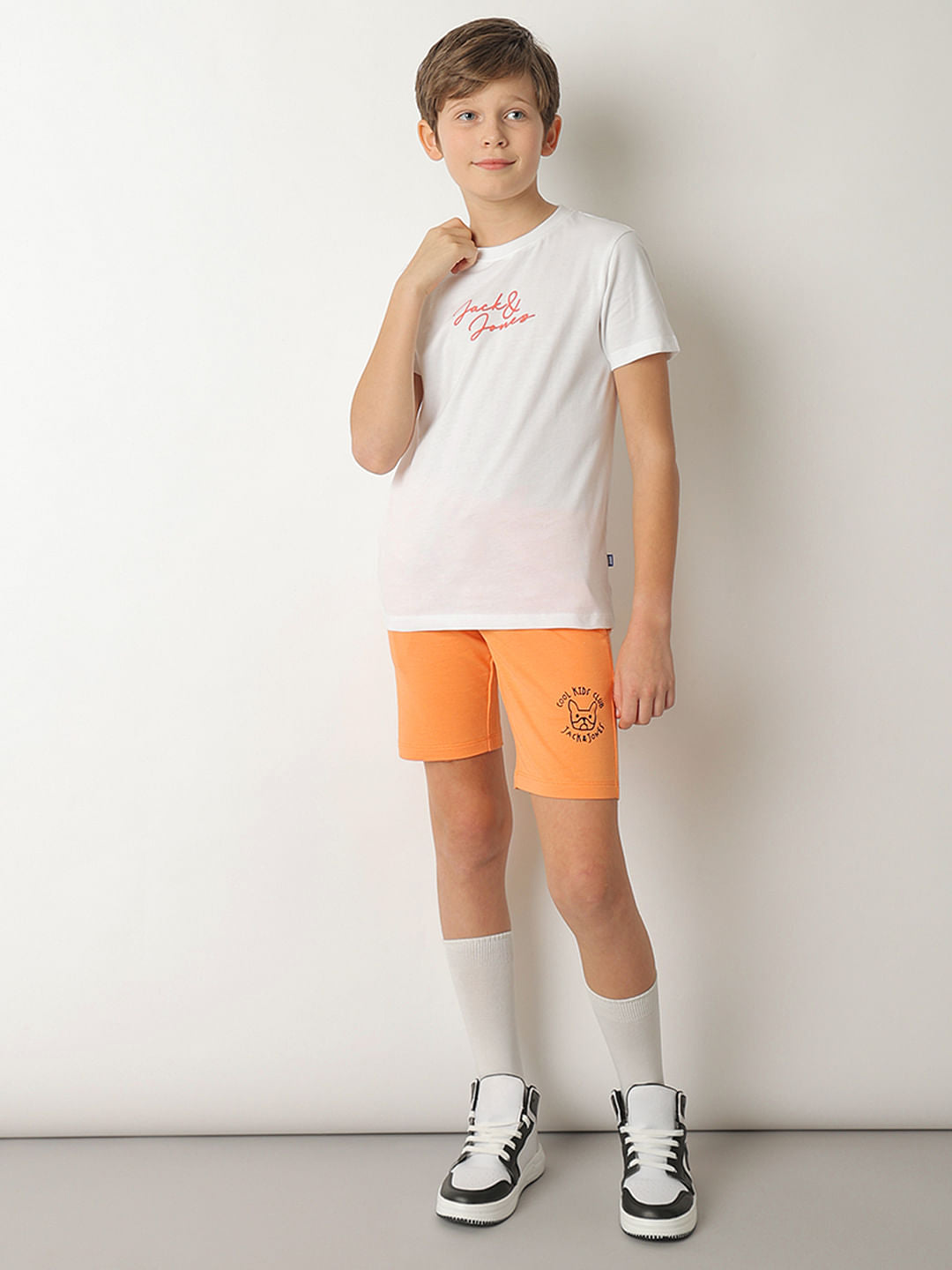 Boys White Glossy Branding T-shirt