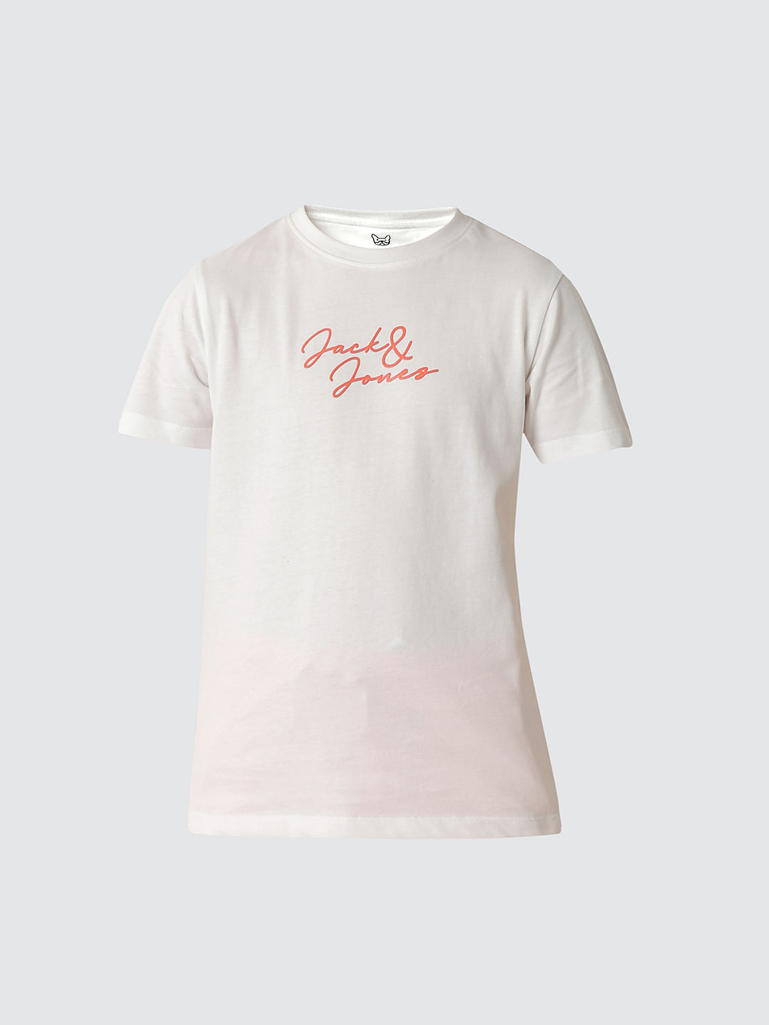 Boys White Glossy Branding T-shirt