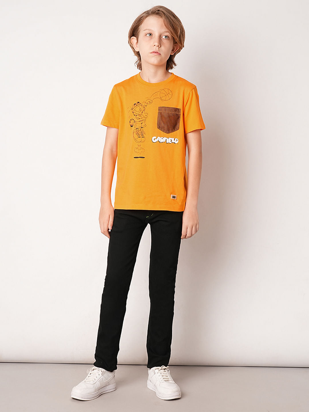 GARFIELD Orange Printed Cotton T-shirt