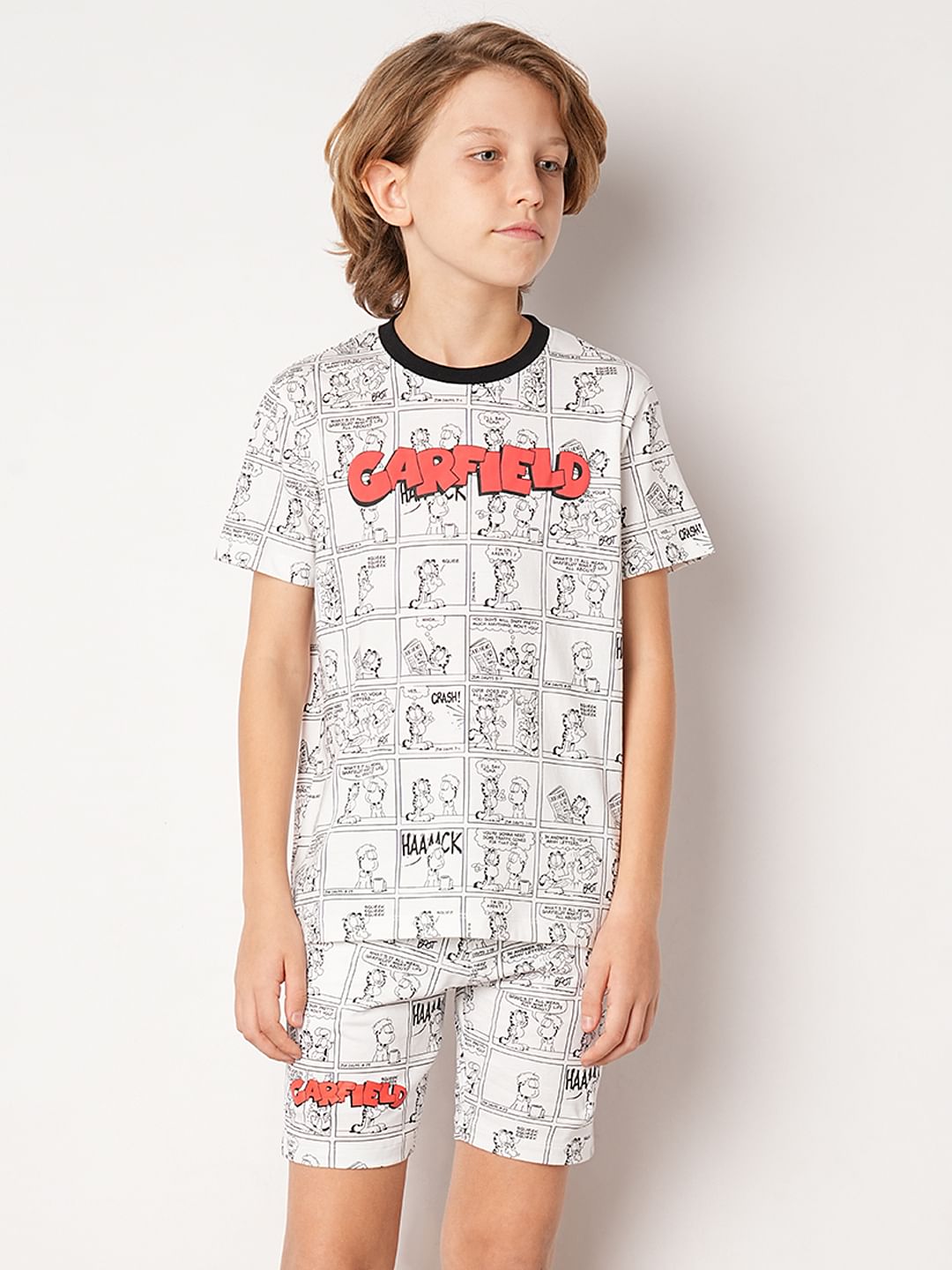 GARFIELD White Printed Co-ord Set T-shirt