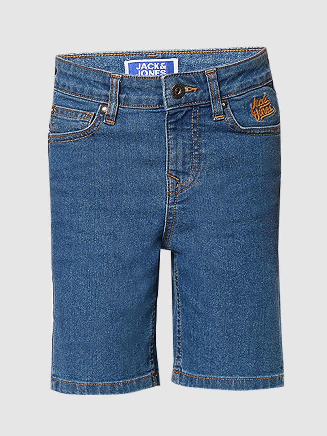 Blue Mid Rise Denim Shorts