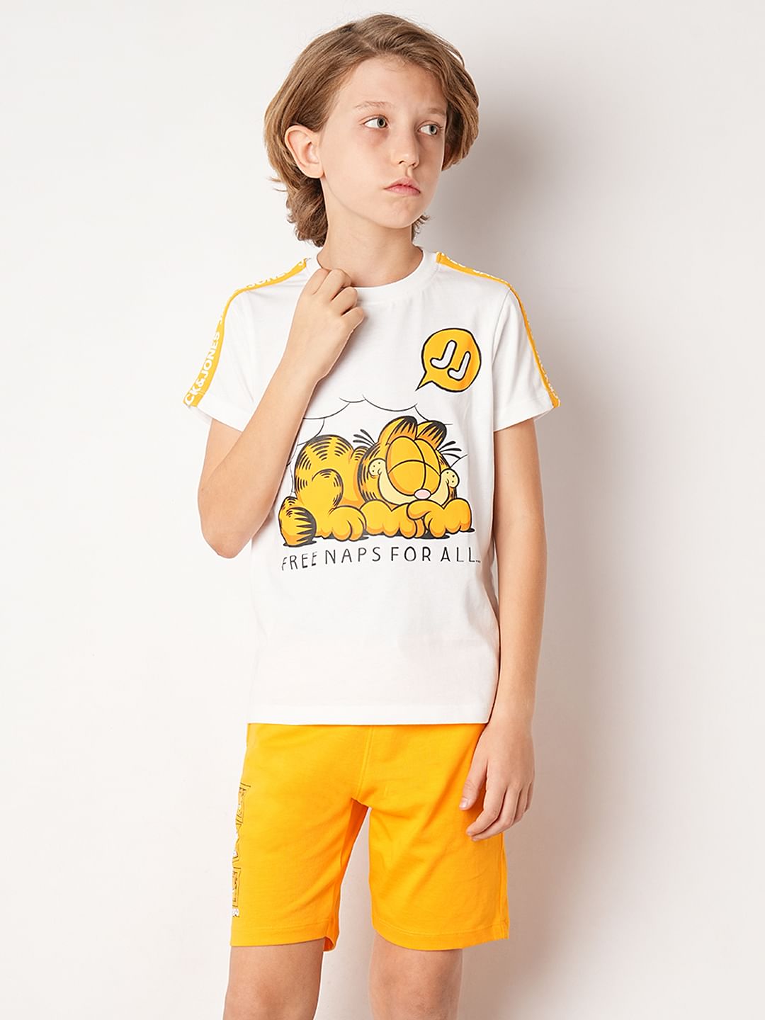 GARFIELD White Printed Cotton T-shirt