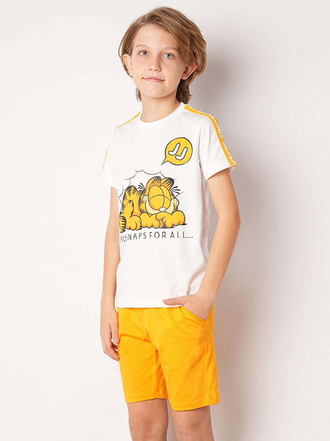 GARFIELD White Printed Cotton T-shirt