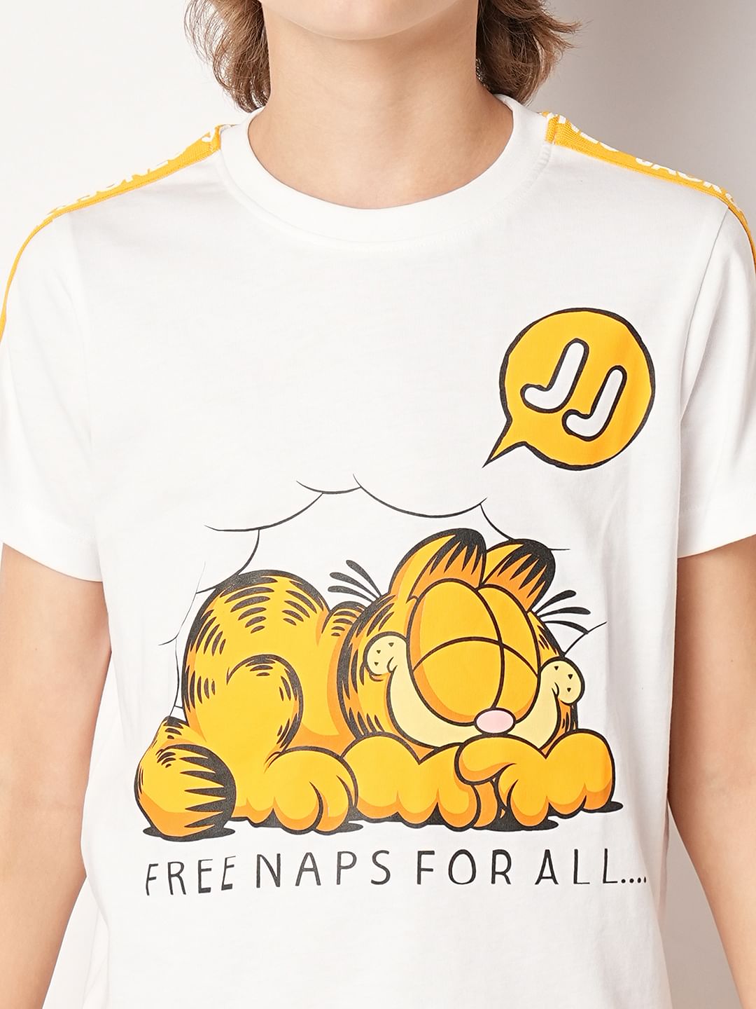 GARFIELD White Printed Cotton T-shirt