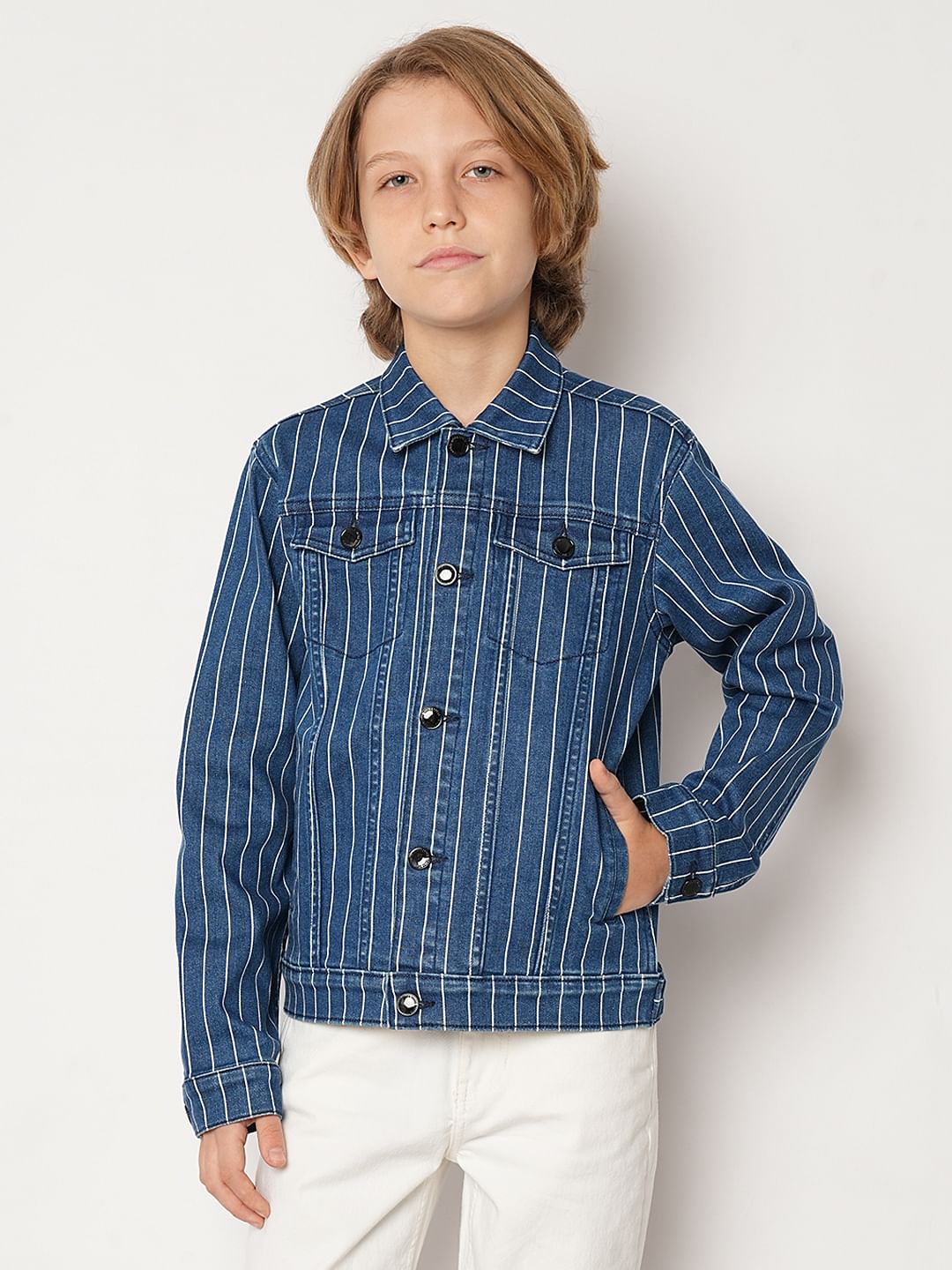 Blue Striped Denim Jacket