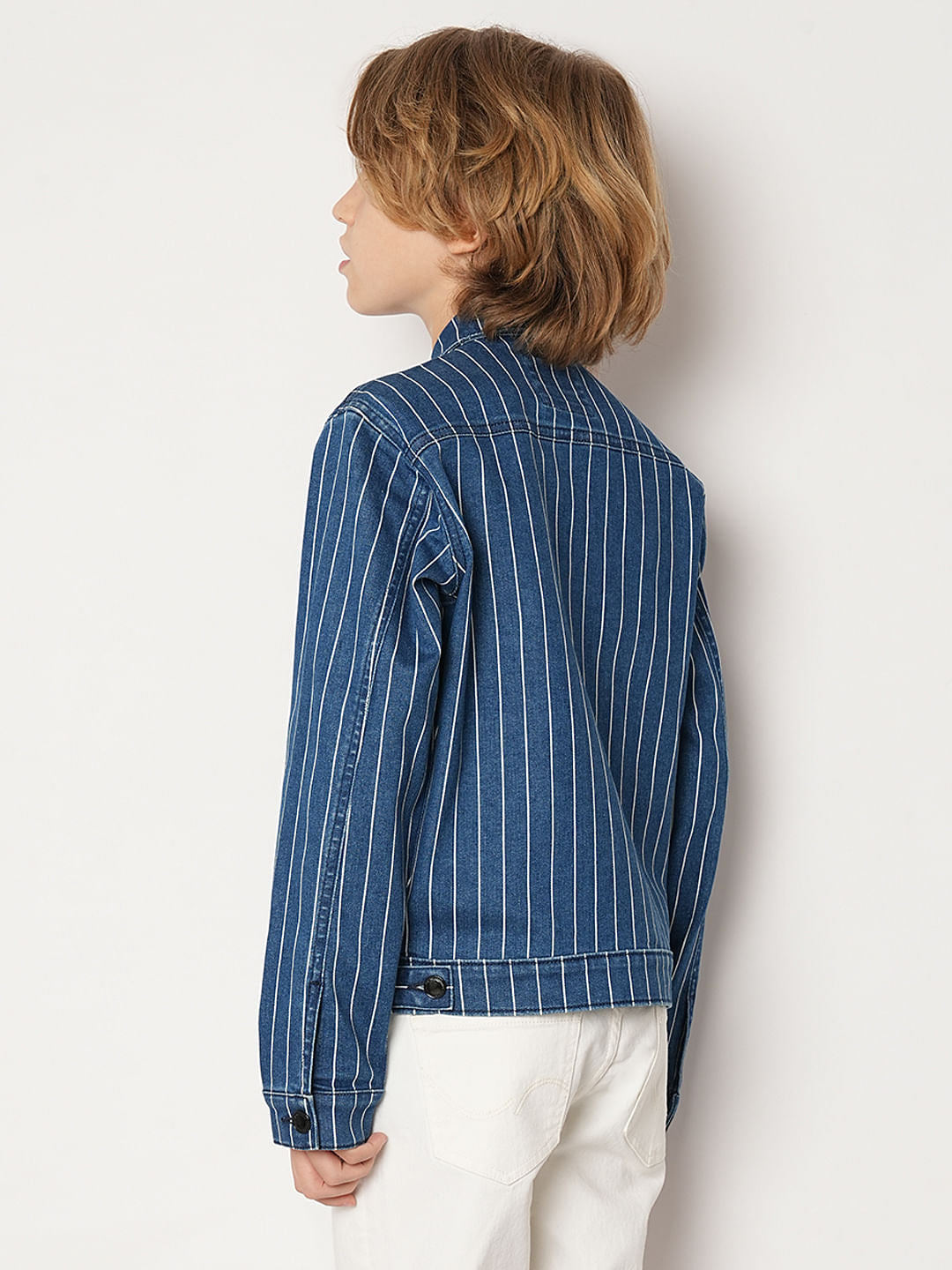 Blue Striped Denim Jacket