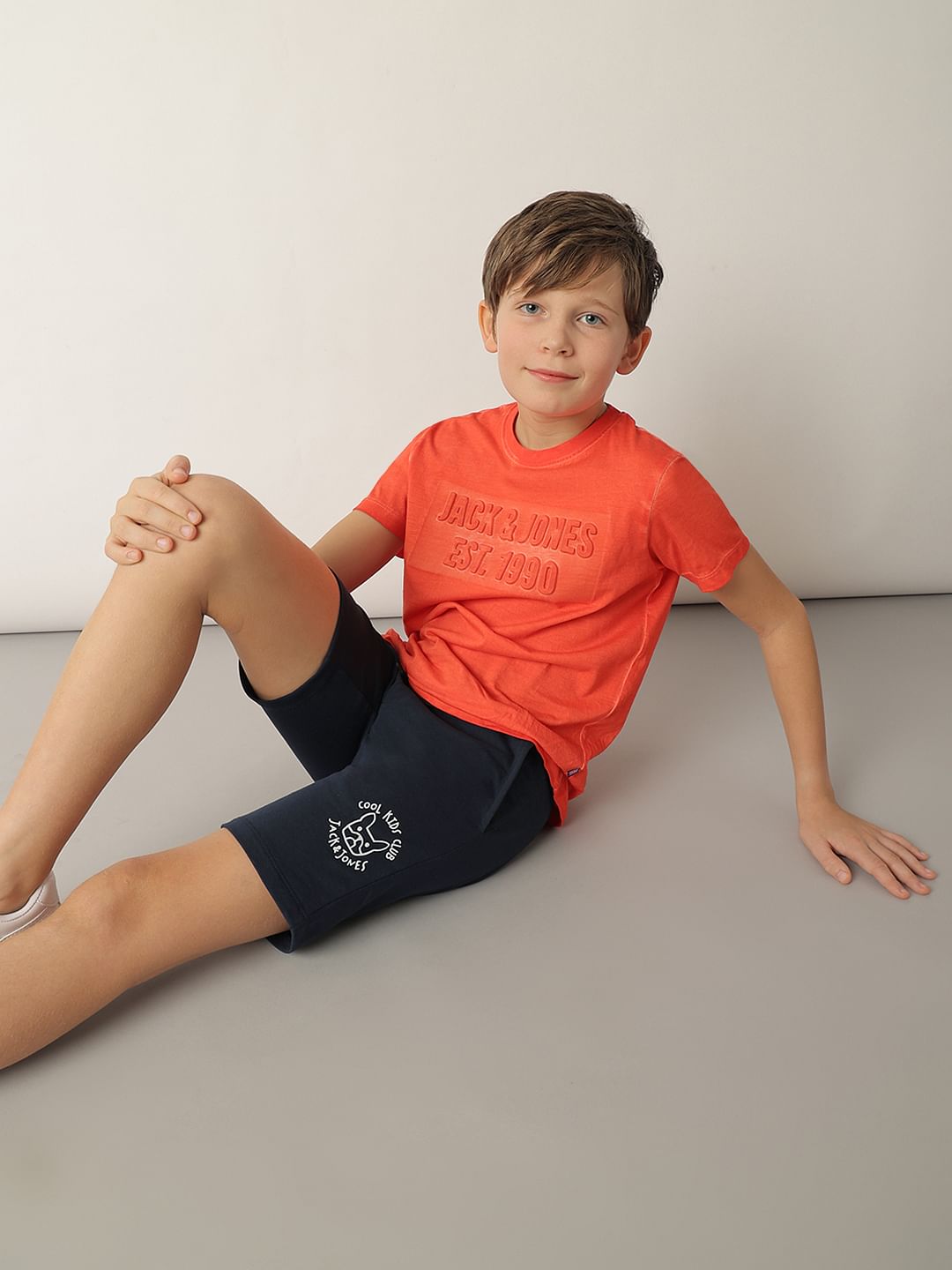 Boys Navy Blue Cotton Knit Shorts