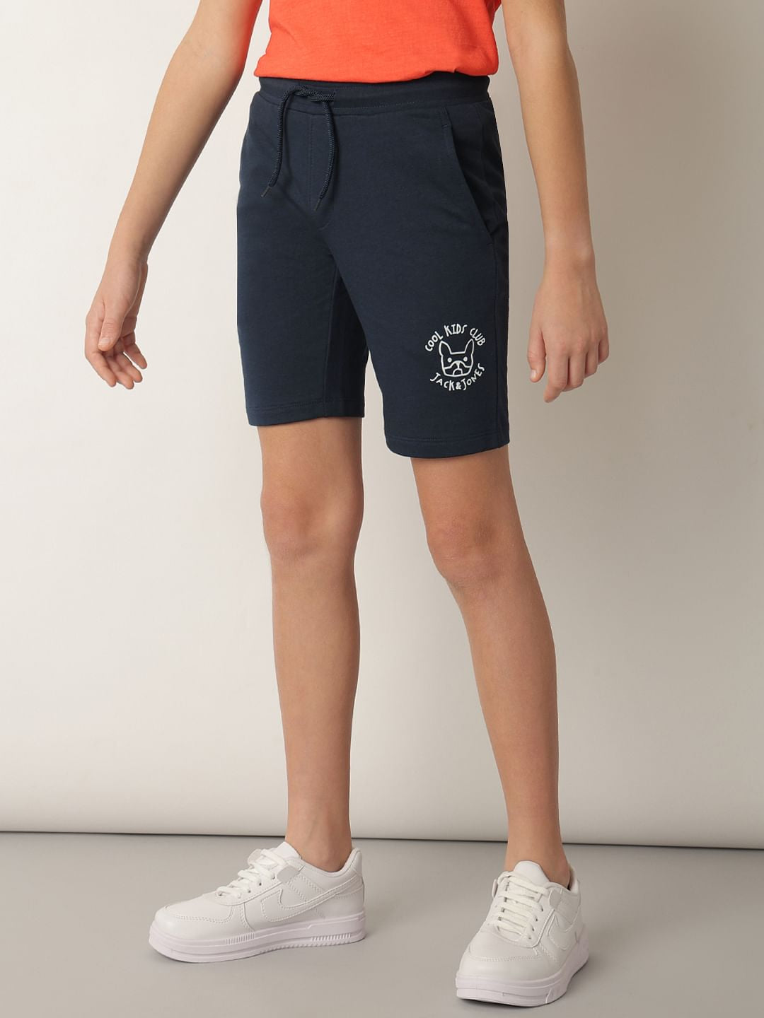 Boys Navy Blue Cotton Knit Shorts