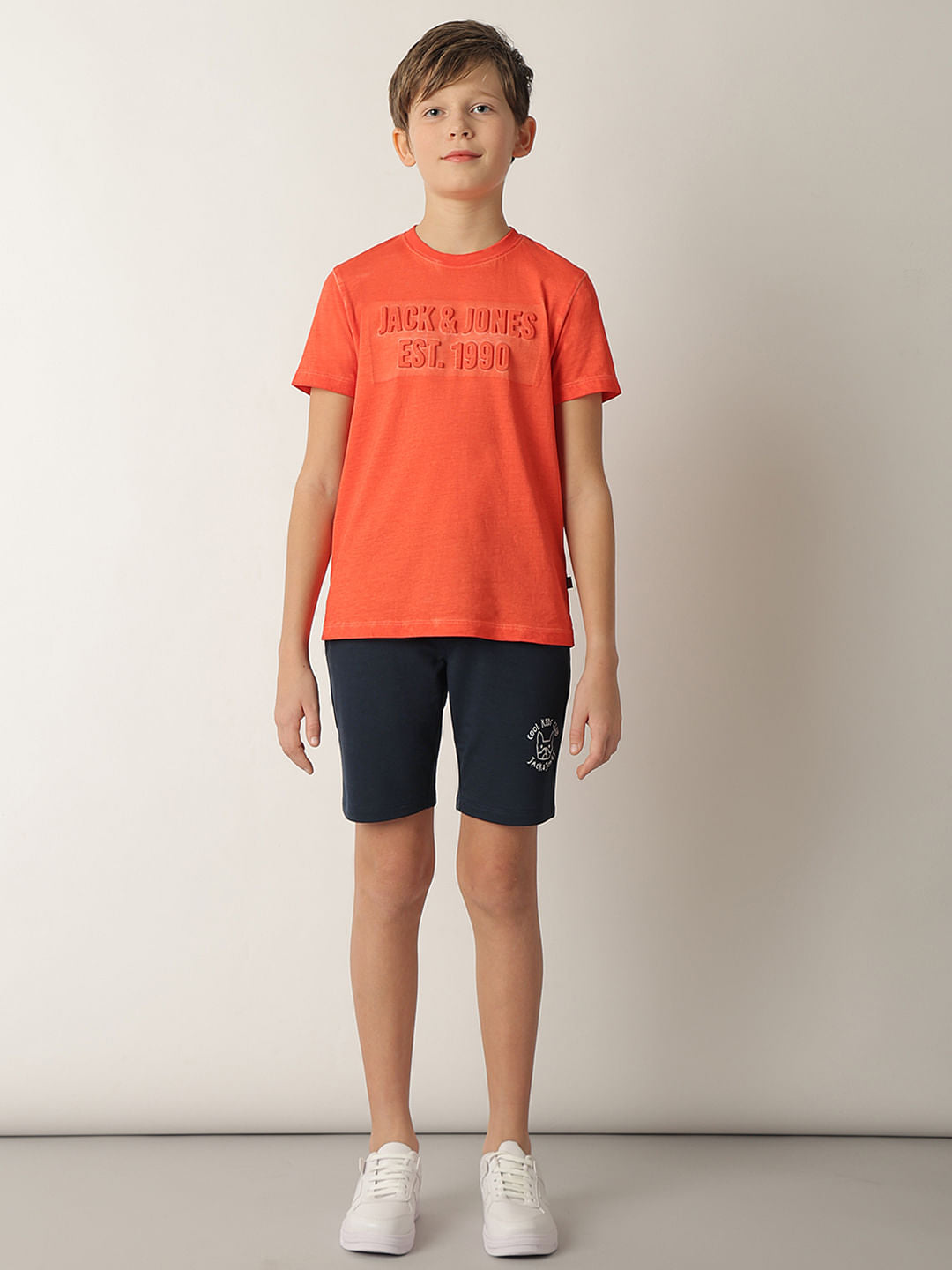 Boys Navy Blue Cotton Knit Shorts